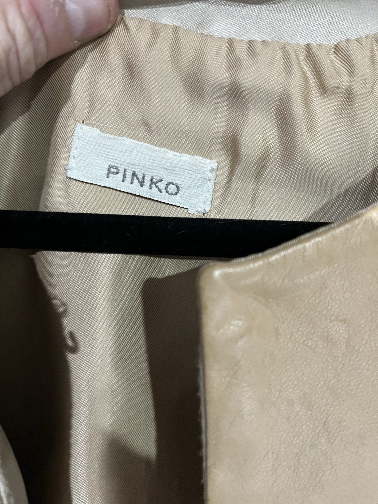 Pinko Beige & Cream Leather & Polyester Coat EU 42 image 4