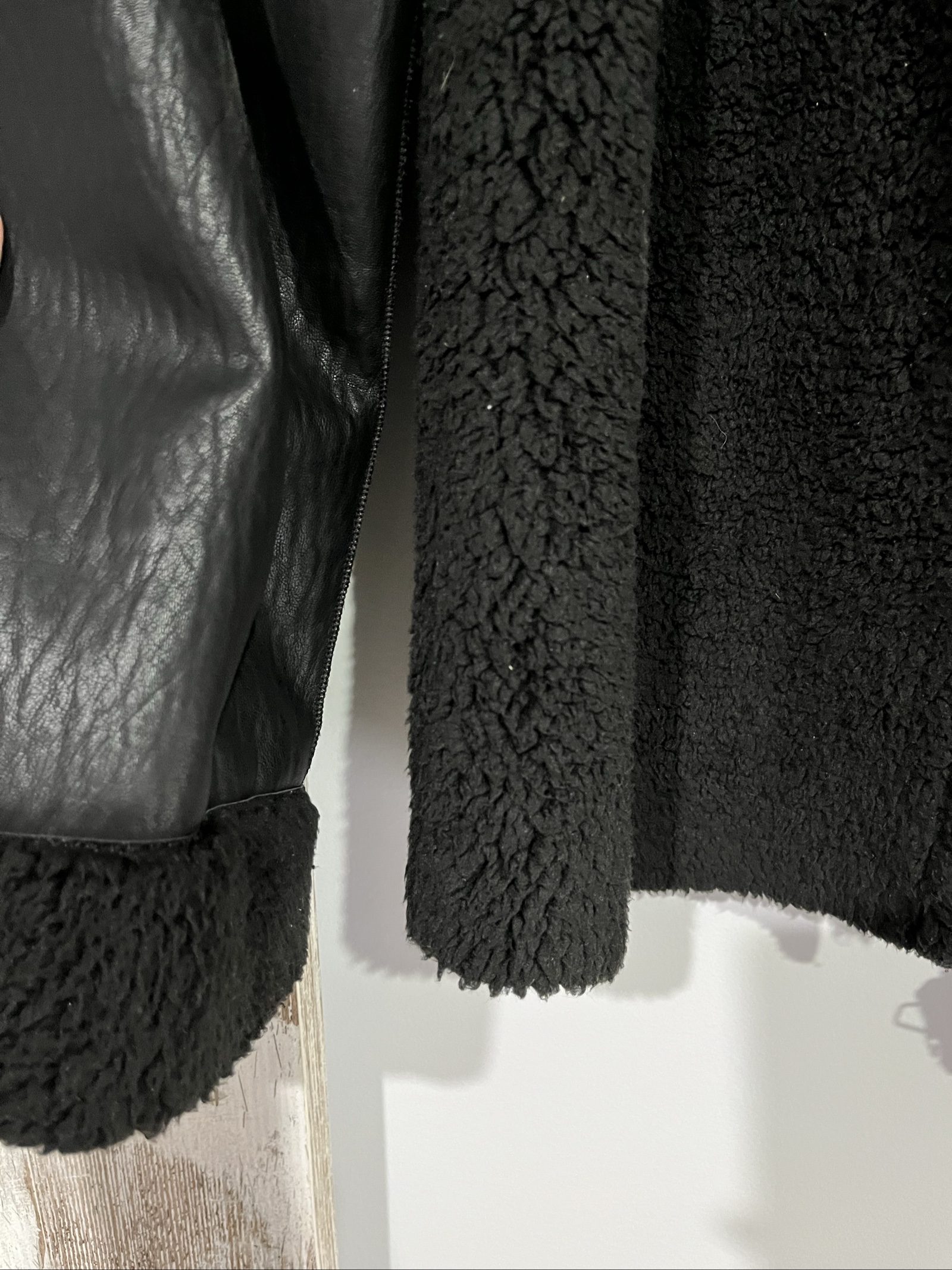 Unreal Faux Fur Black Vegan Shearling Jacket Size S image 2