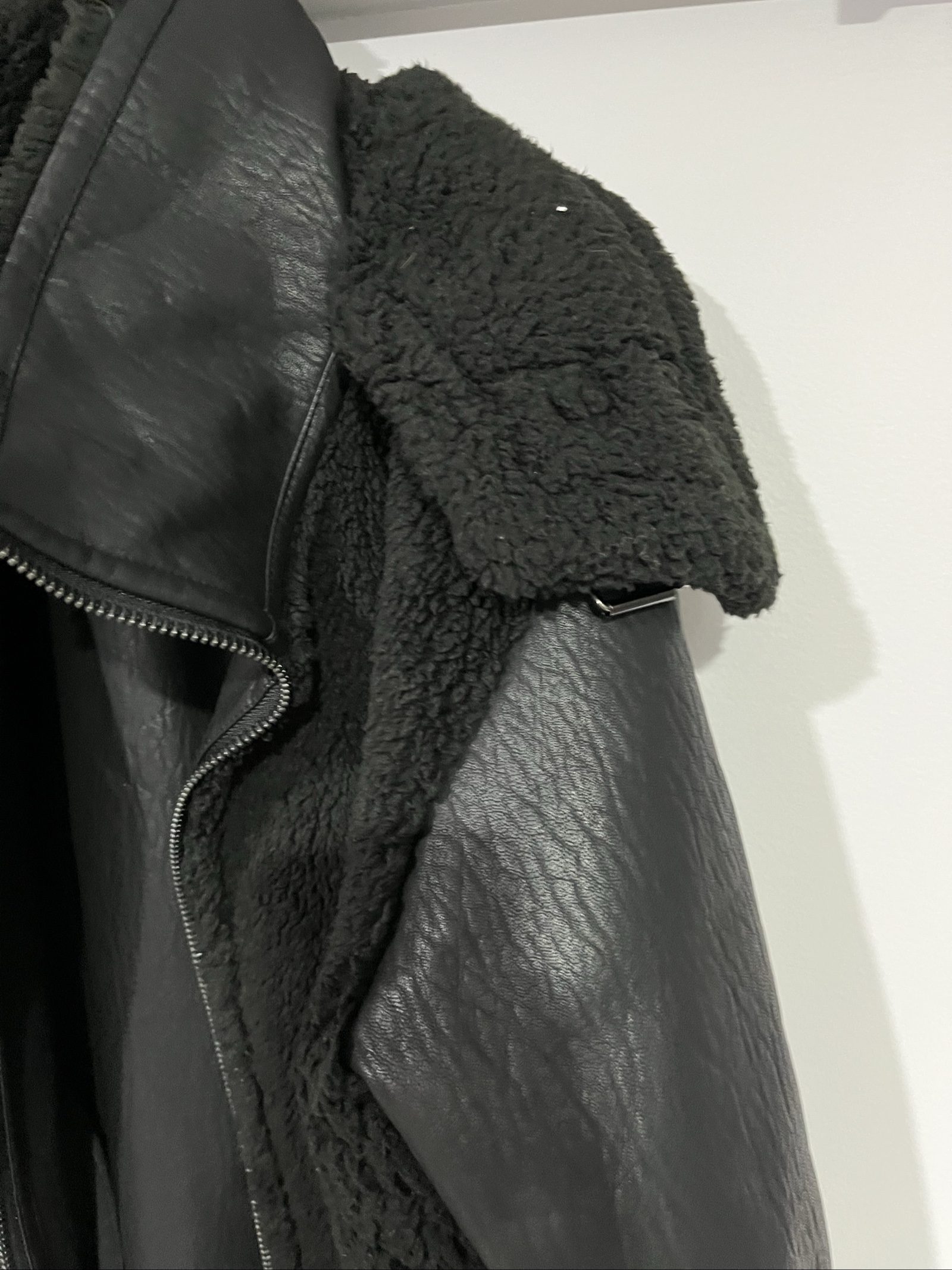 Unreal Faux Fur Black Vegan Shearling Jacket Size S image 5