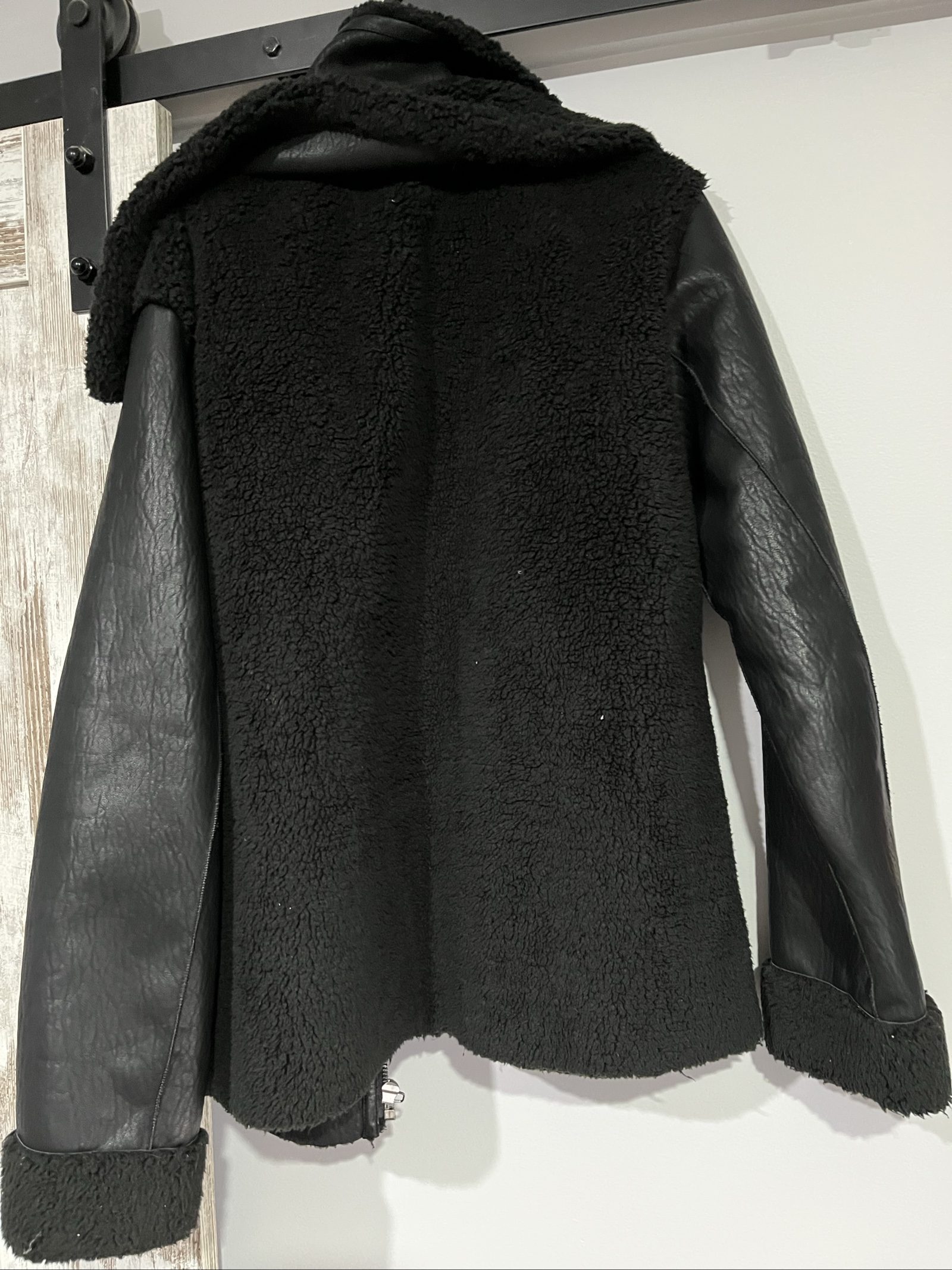 Unreal Faux Fur Black Vegan Shearling Jacket Size S image 6