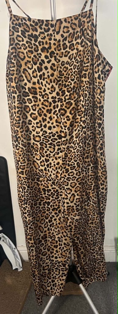 Topshop Leopard Print Slip Dress UK 16 Sleeveless Long