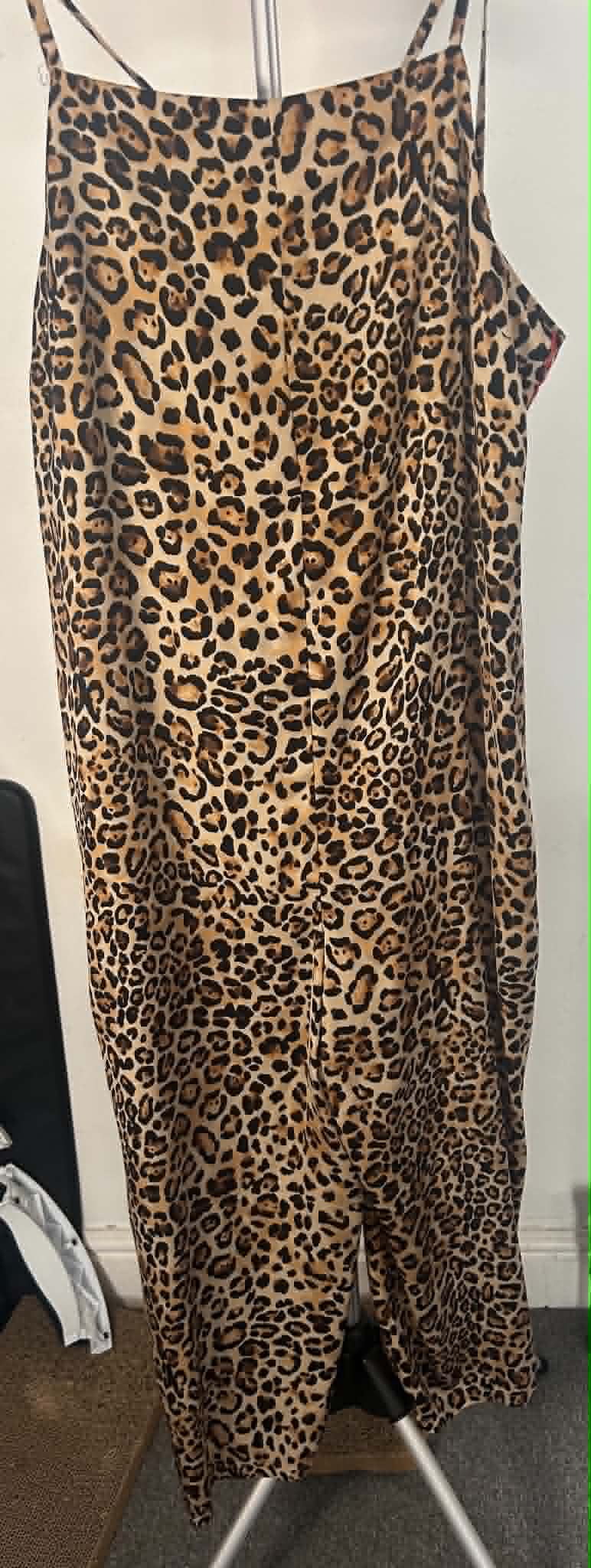 Topshop Leopard Print Slip Dress UK 16 Sleeveless Long