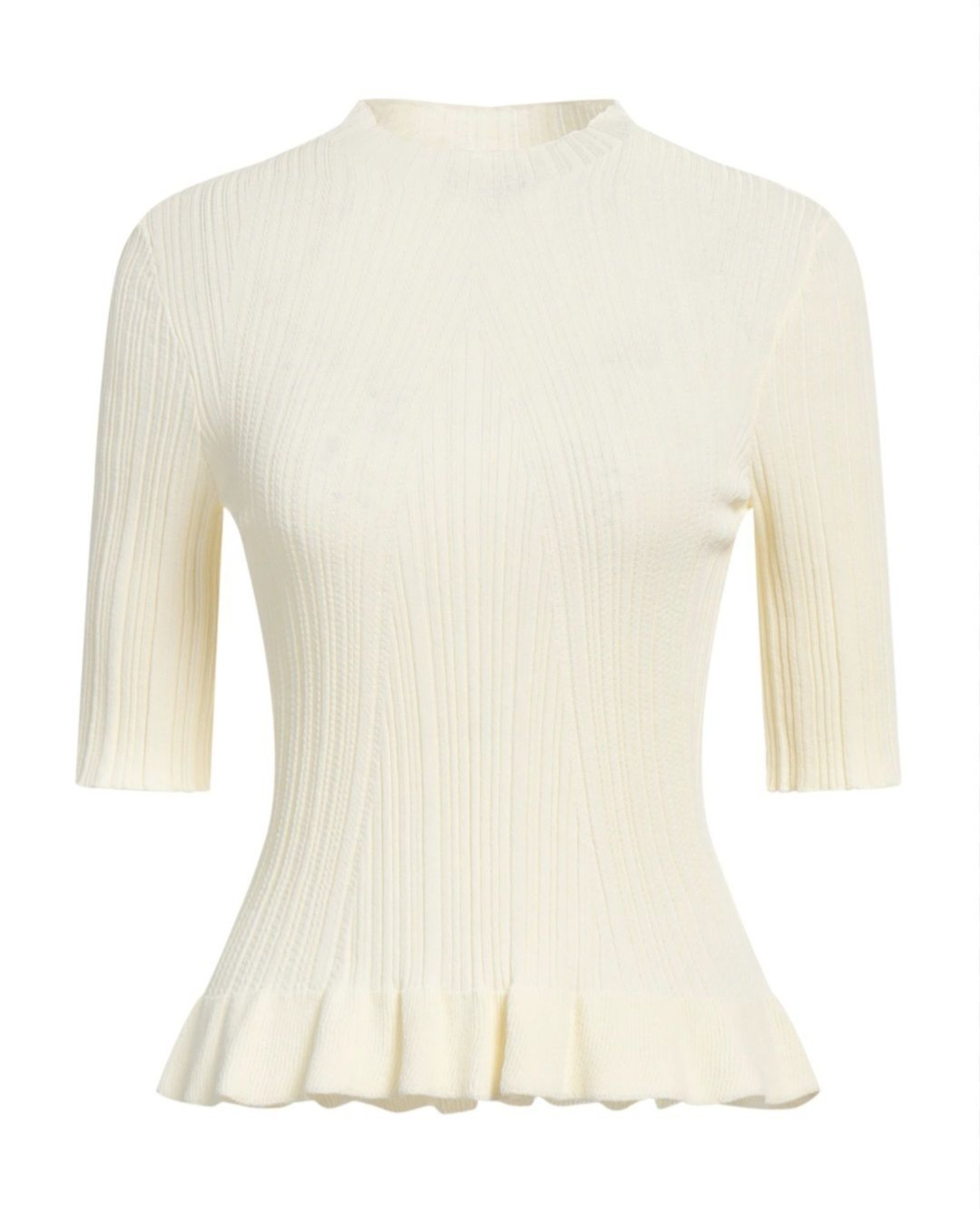 New Maje Cream Ivory Ribbed Knit Top Blouse Size M