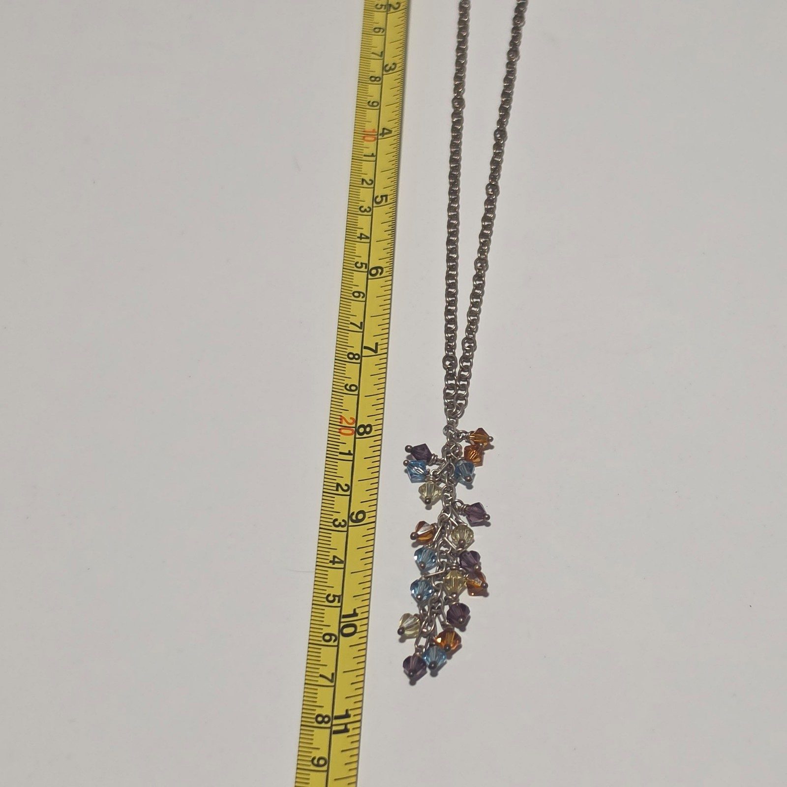 925 mhj Multi-Colour Crystal Pendant Necklace Silver Chain .b6 image 4