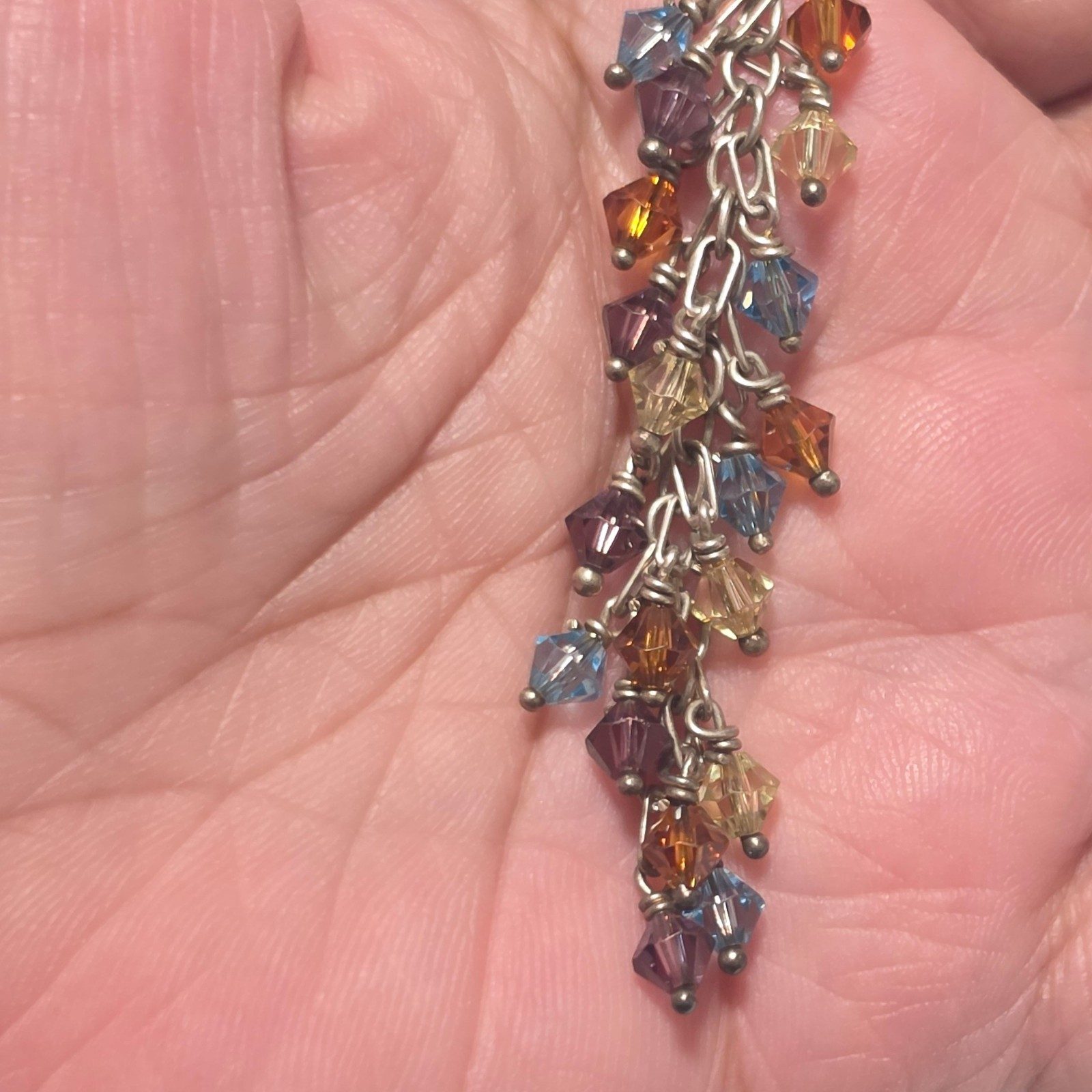 925 mhj Multi-Colour Crystal Pendant Necklace Silver Chain .b6 image 5