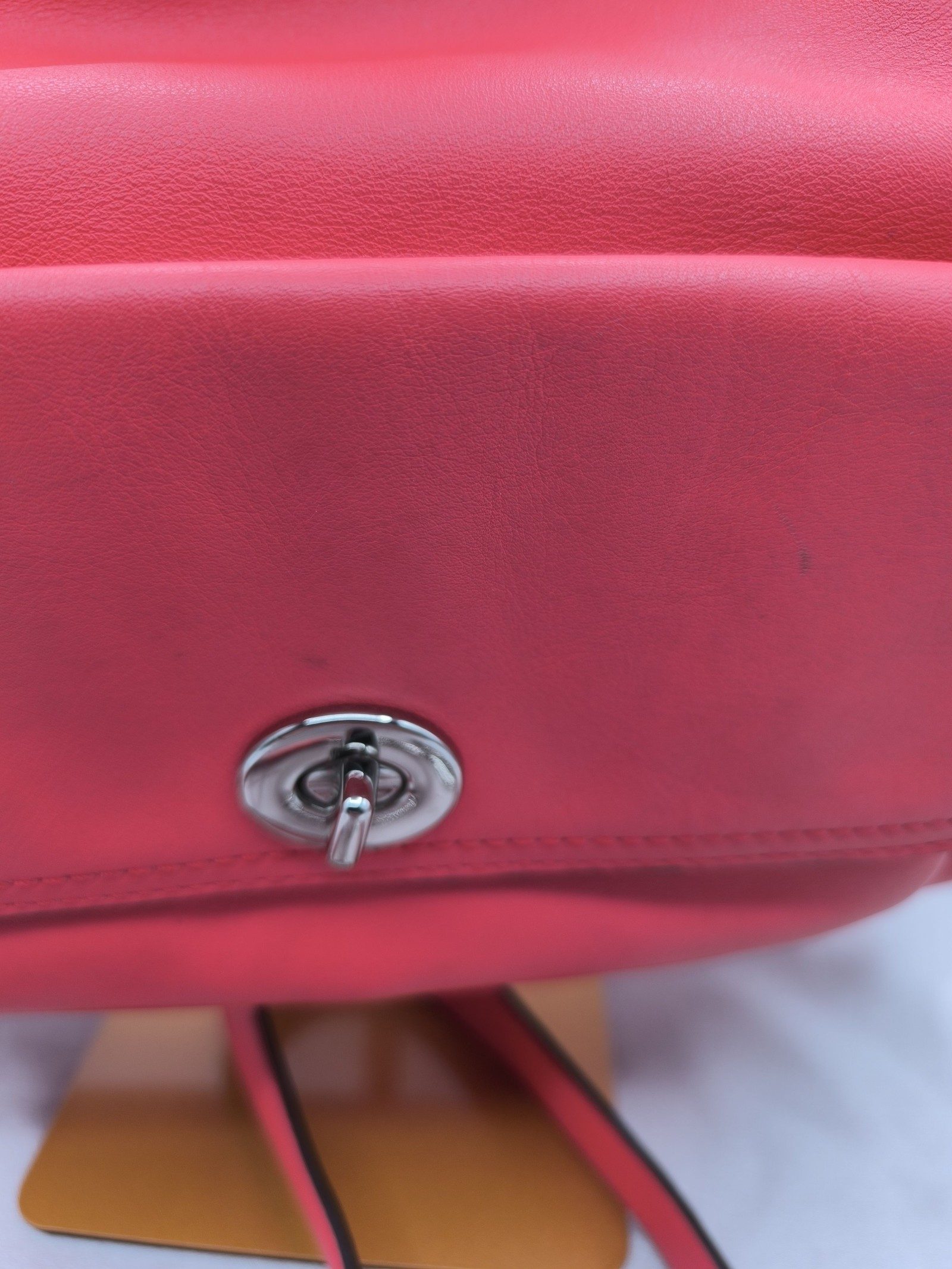Coach Coral Pink Leather Shoulder Bag with Adjustable Strap image 3