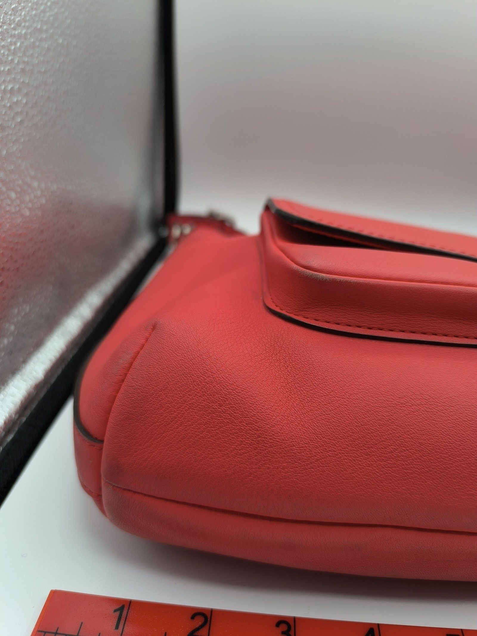 Coach Coral Pink Leather Shoulder Bag with Adjustable Strap image 7