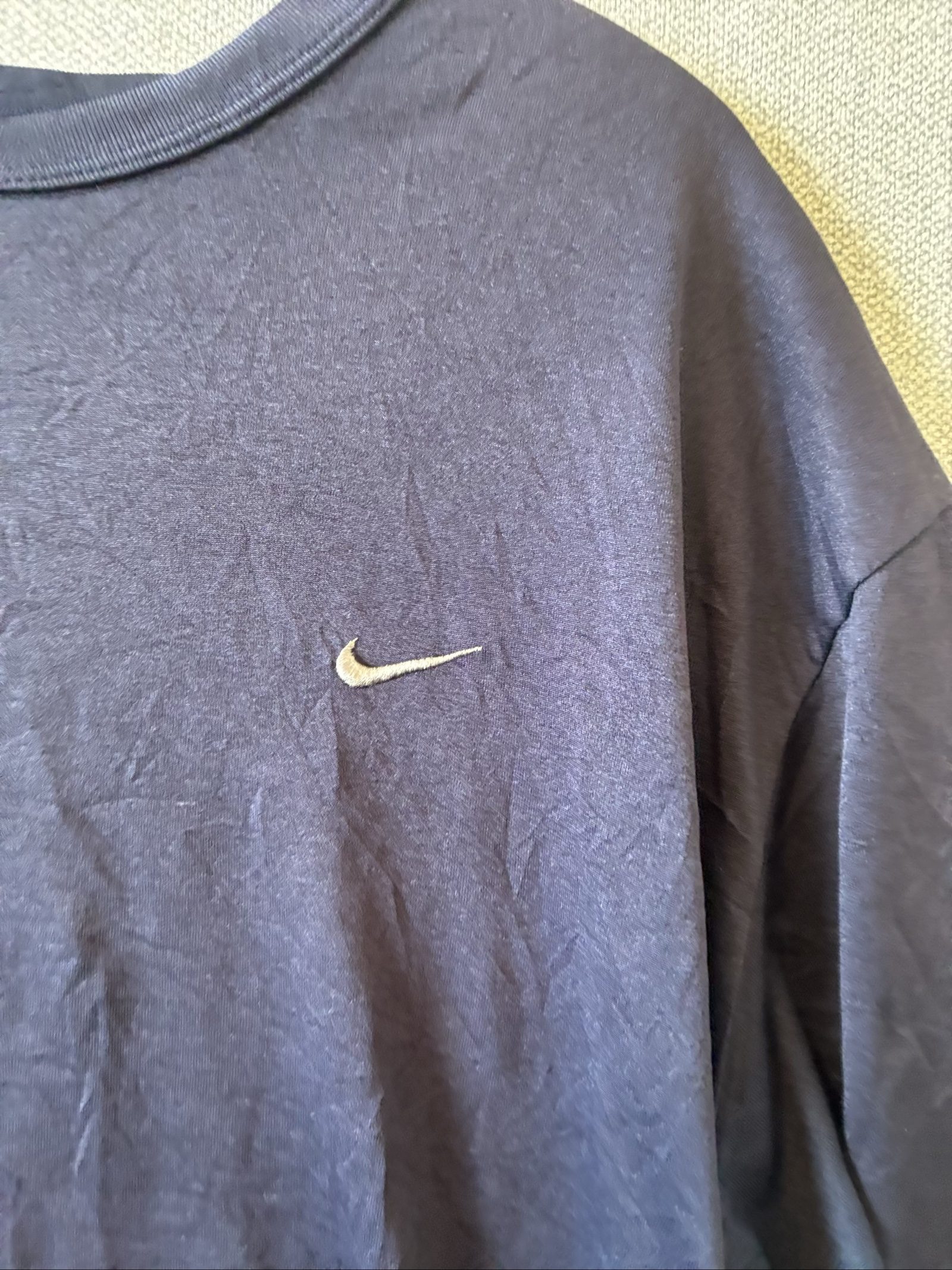 Nike Navy Dri-FIT Polyester T-Shirt XL Small Swoosh Logo image 2