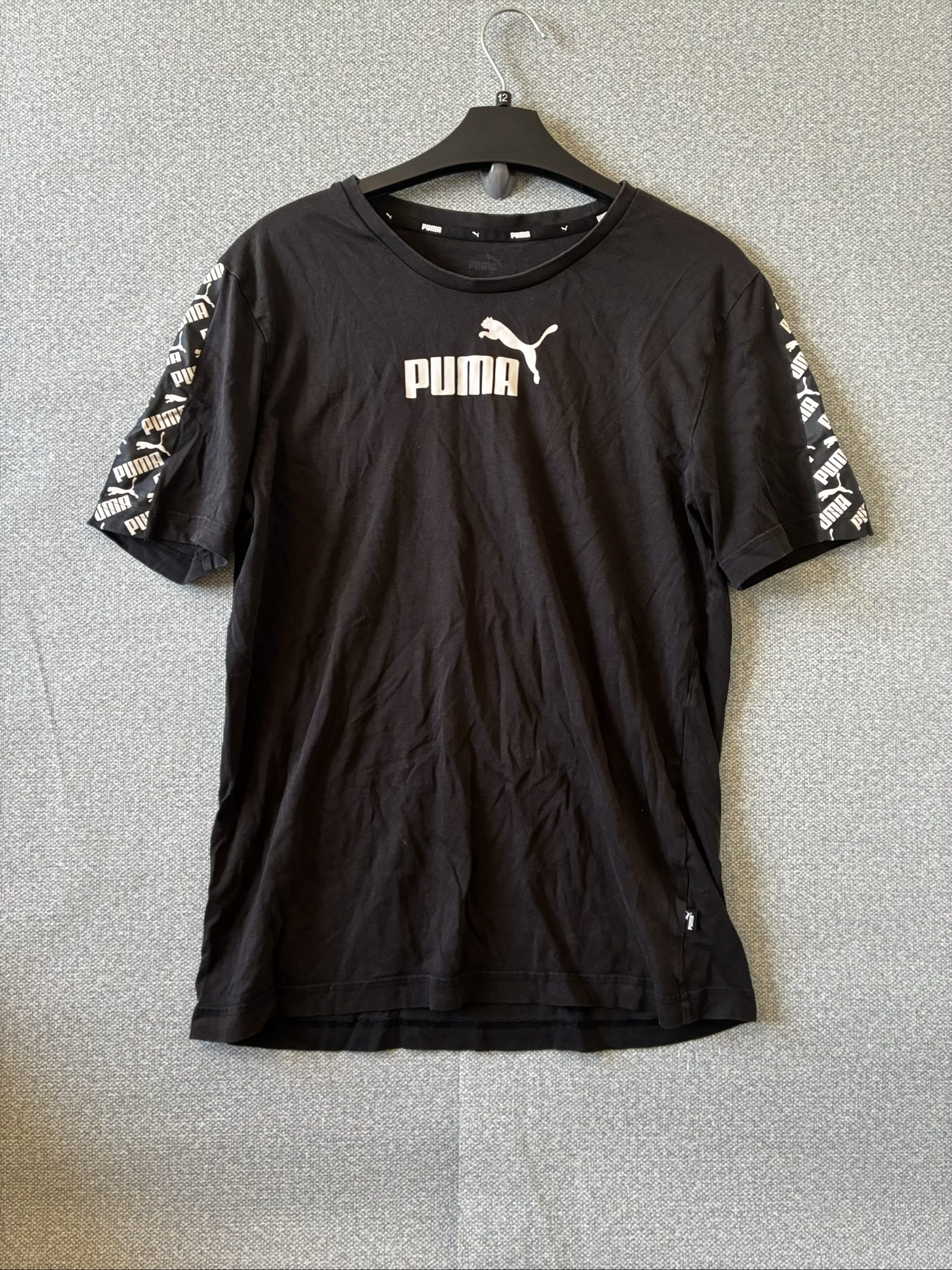 Puma Black Logo Print T-Shirt Large