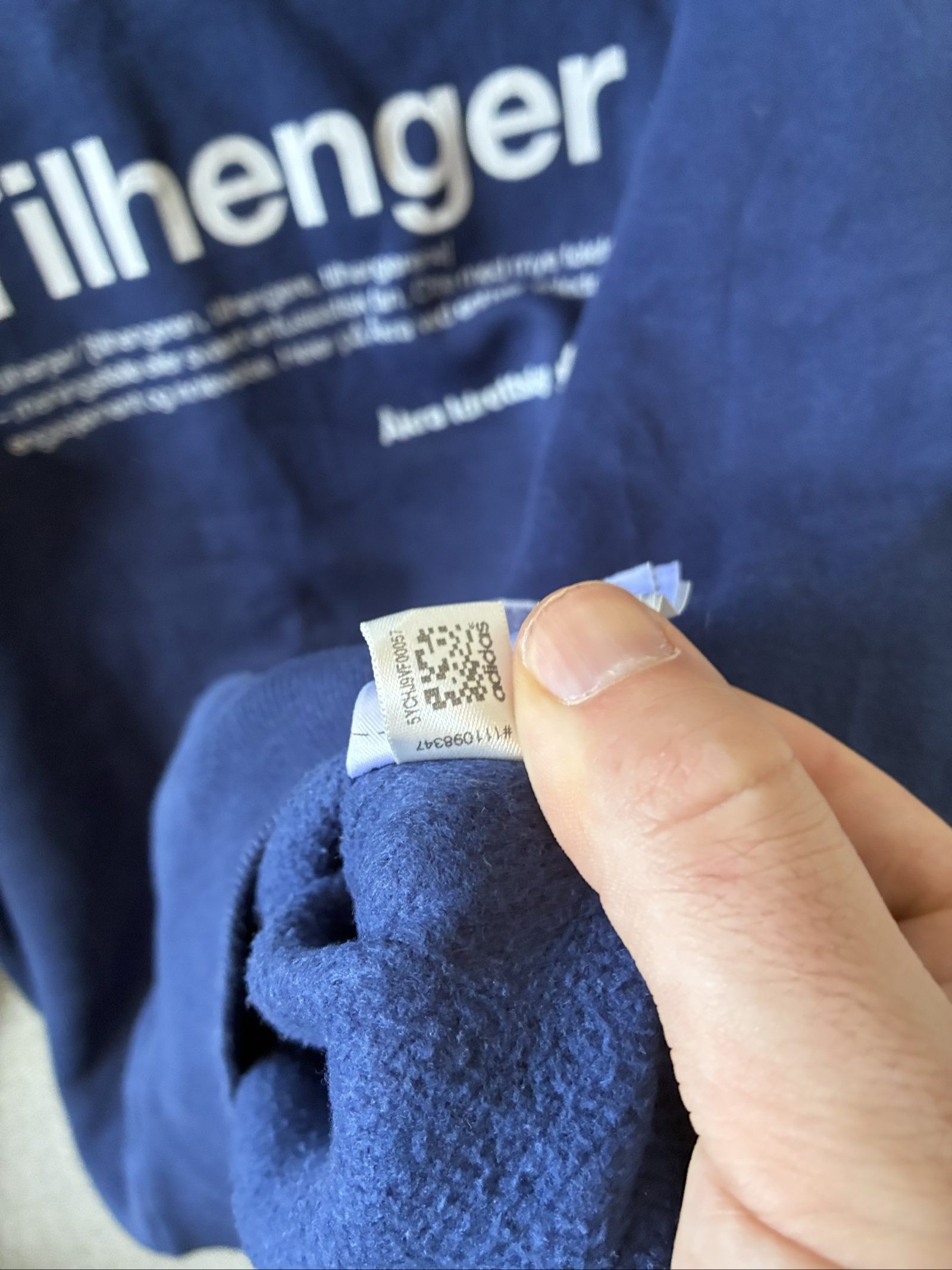 Adidas Navy Tilhenger Logo Hoodie Medium Men's image 5