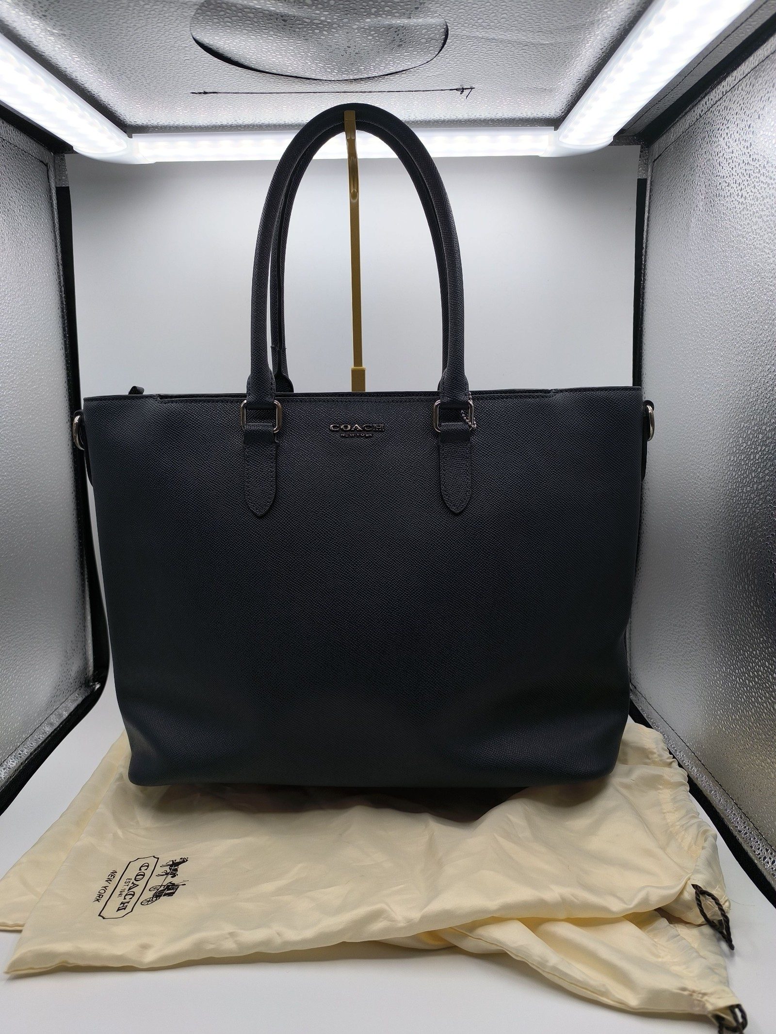 Coach Navy Blue Saffiano Leather Tote Bag