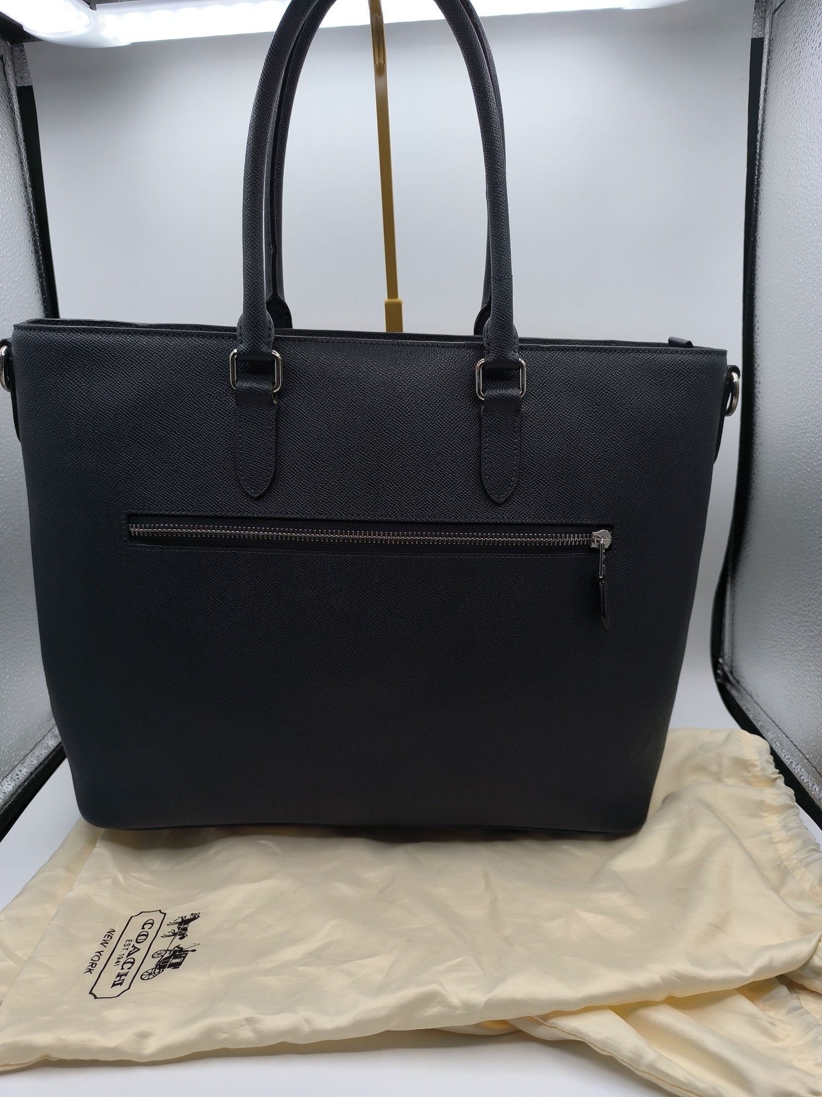 Coach Navy Blue Saffiano Leather Tote Bag image 5
