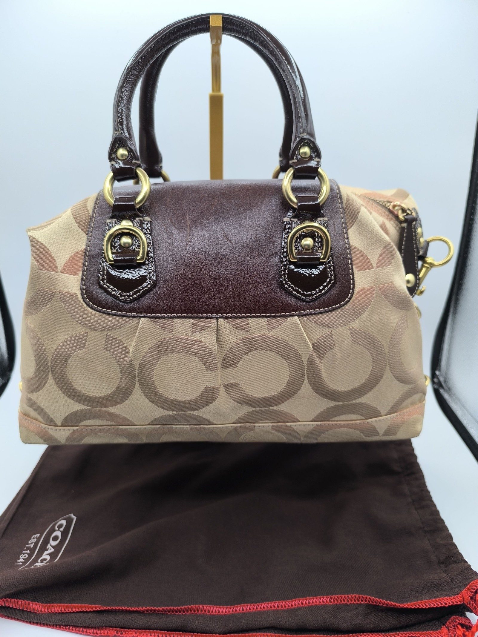 Coach Brown Signature Canvas & Leather Satchel Handbag image 5