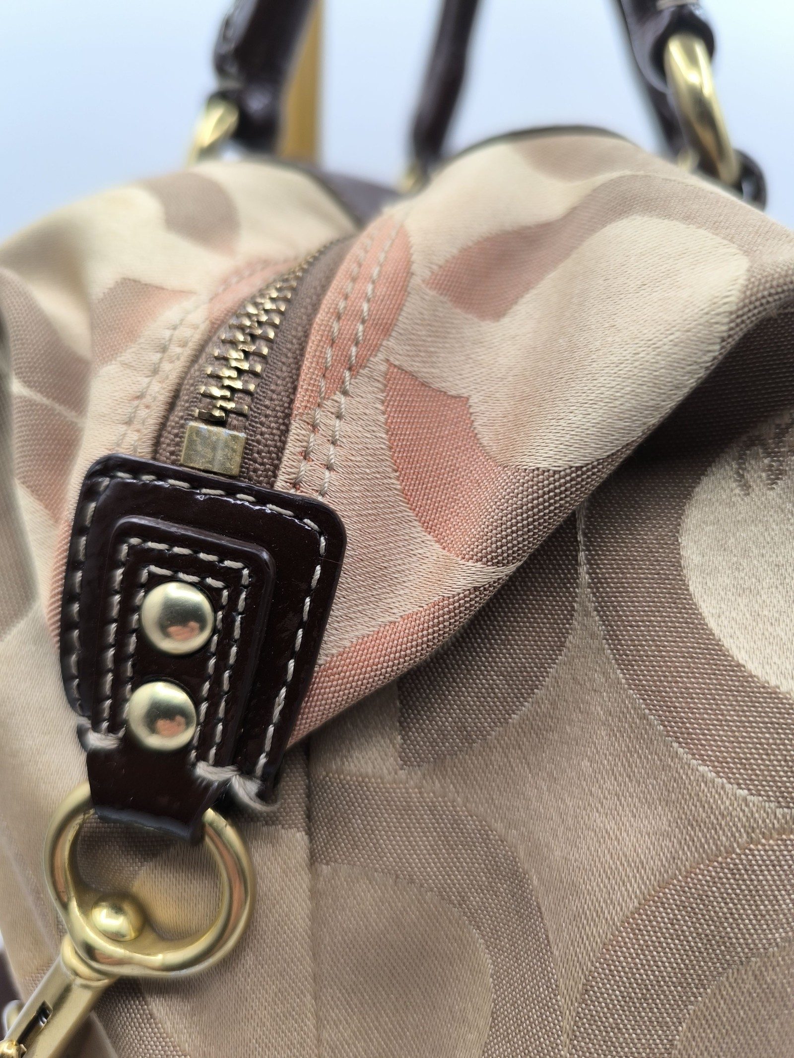 Coach Brown Signature Canvas & Leather Satchel Handbag image 9
