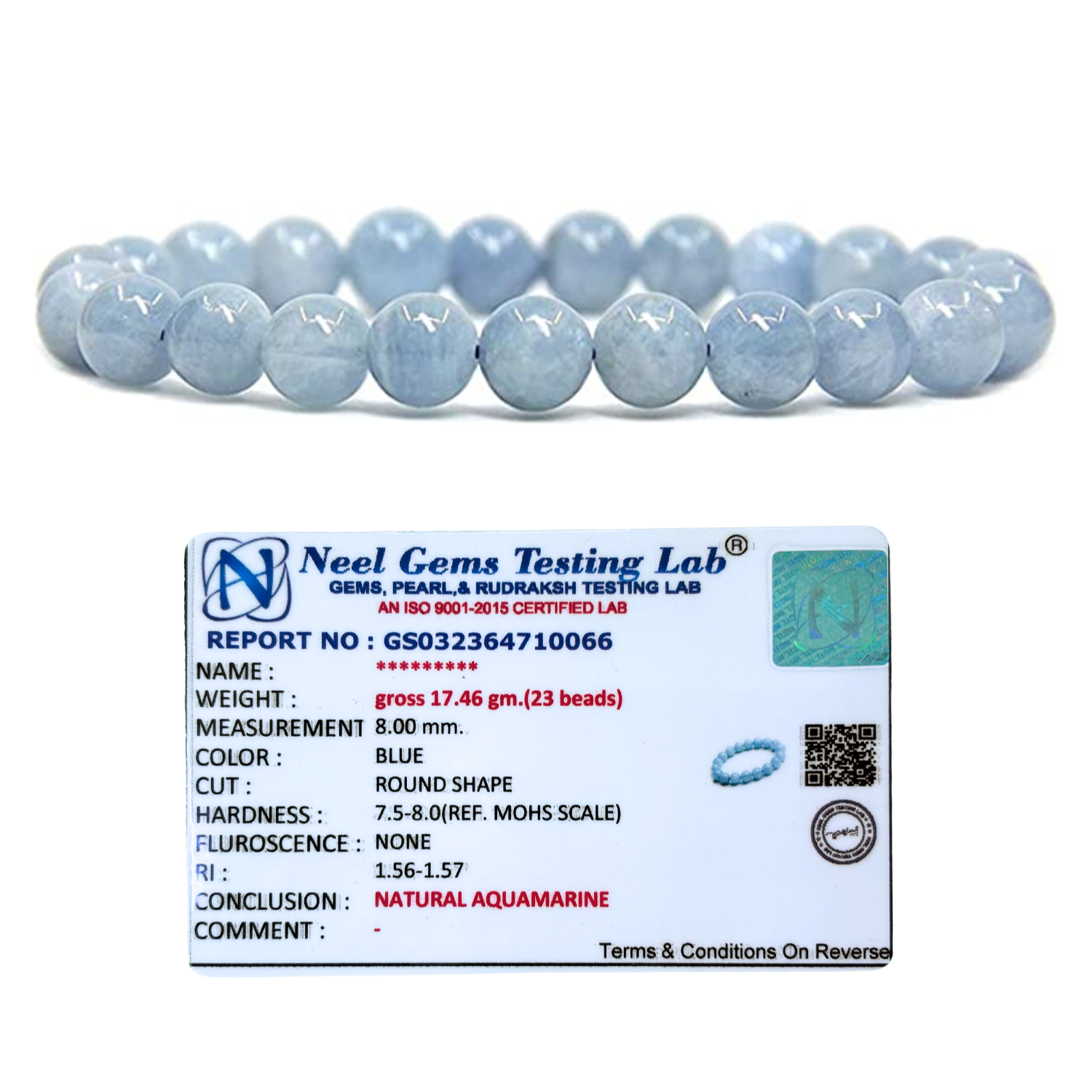 Aquamarine 8mm Gemstone Bead Bracelet, Lab Certified Natural Blue Crystal 7.5 Inch Stretchable Bracelet for Calm, Courage & Communication image 2