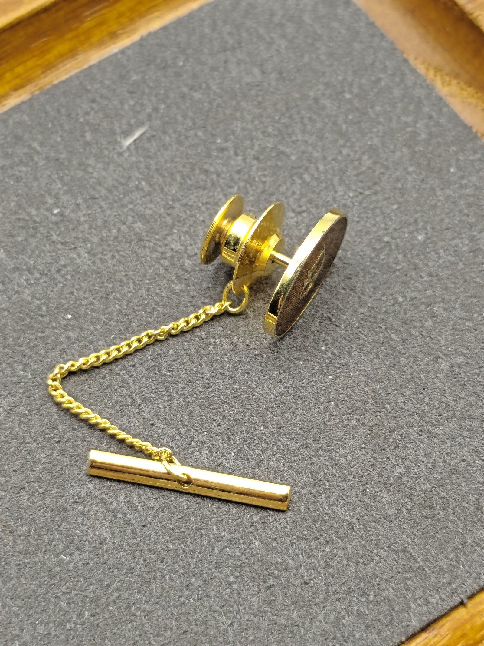 Dior Gold Tone Yellow Oval Logo Tie Tack Pin image 5