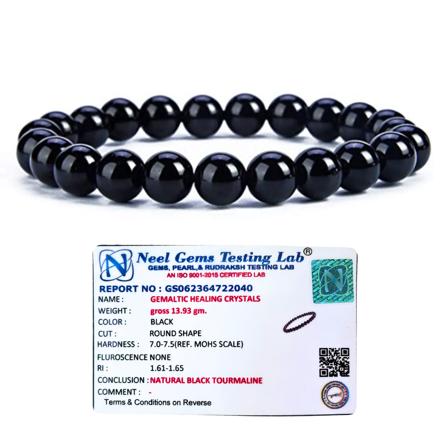 Black Tourmaline 8mm Gemstone Bead Bracelet, Lab Certified Natural Black Crystal 7.5 Inch Stretchable Bracelet for Protection, Grounding & Positive Energy image 2