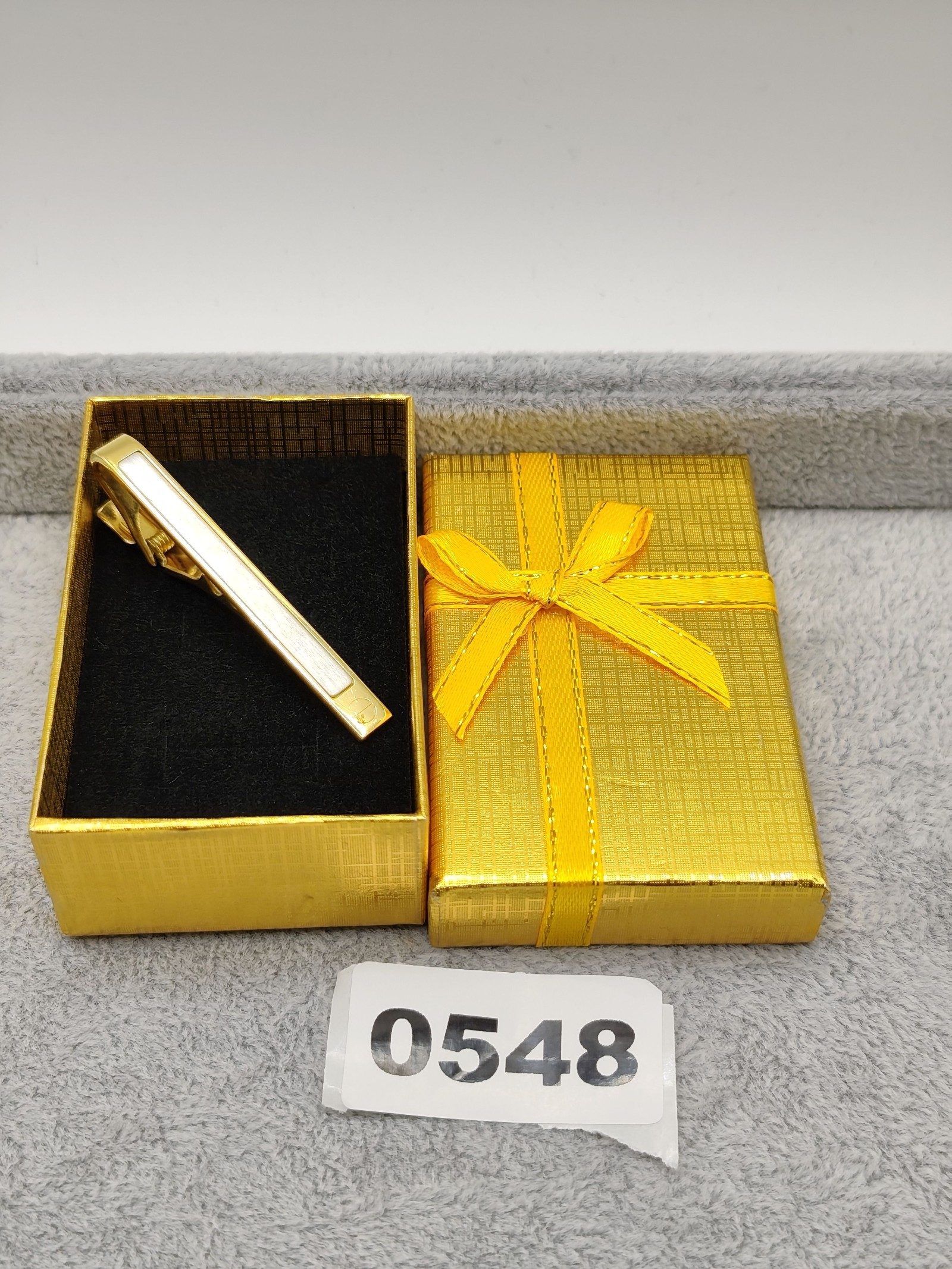 Dunhill Gold Tone & White Tie Clip