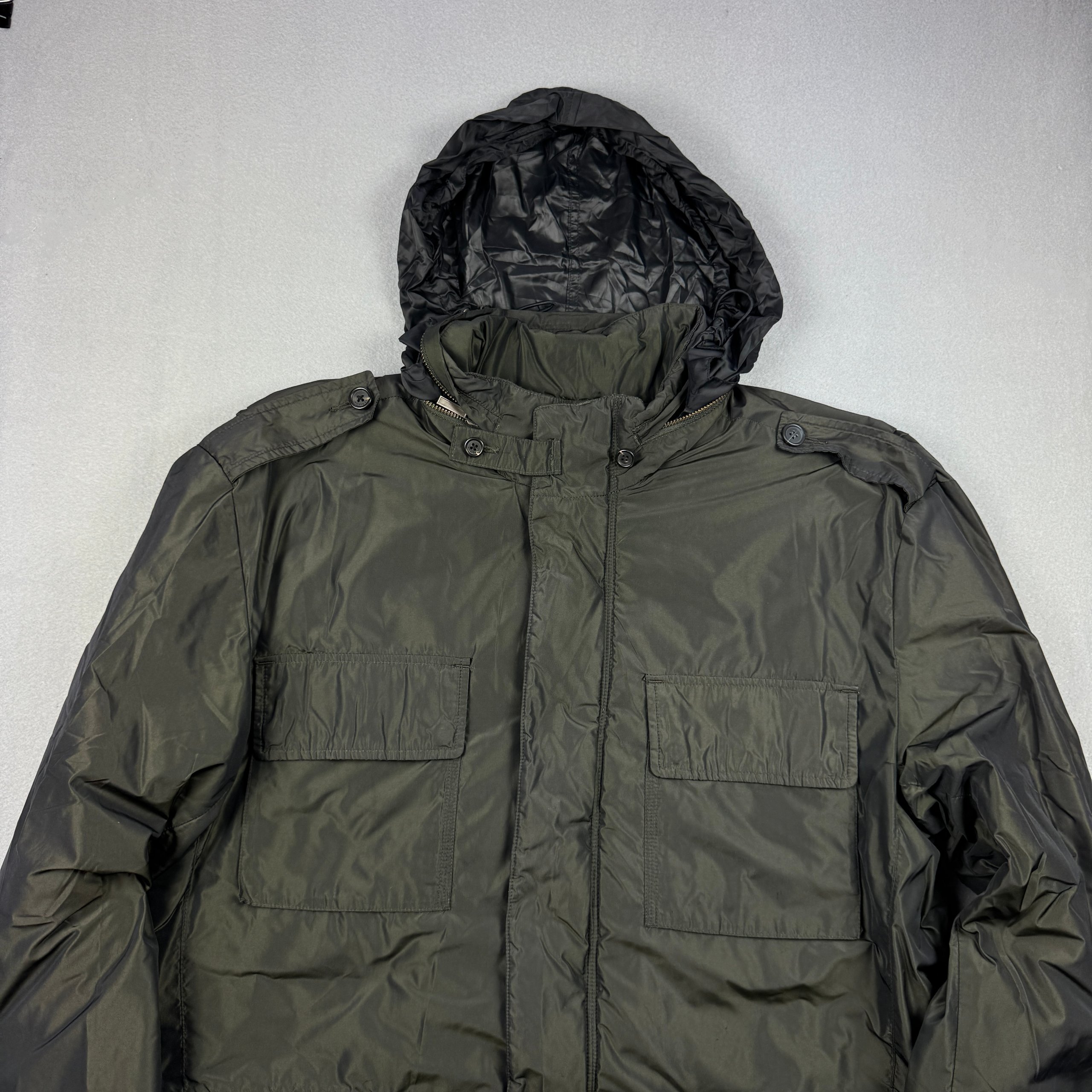 Tommy Hilfiger Men's Dark Green Hooded Nylon Jacket Size XL image 2