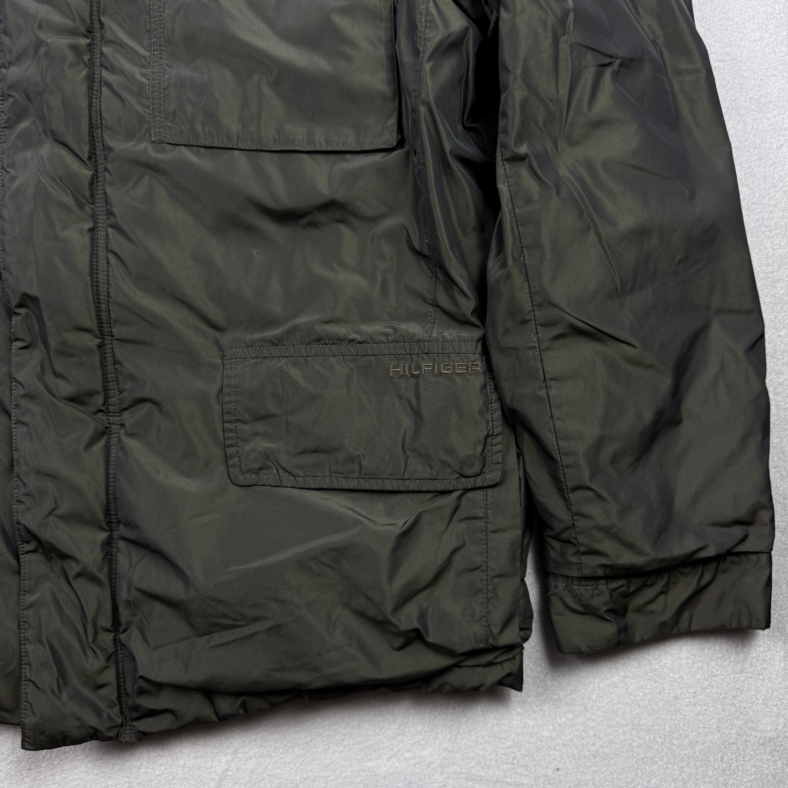 Tommy Hilfiger Men's Dark Green Hooded Nylon Jacket Size XL image 4