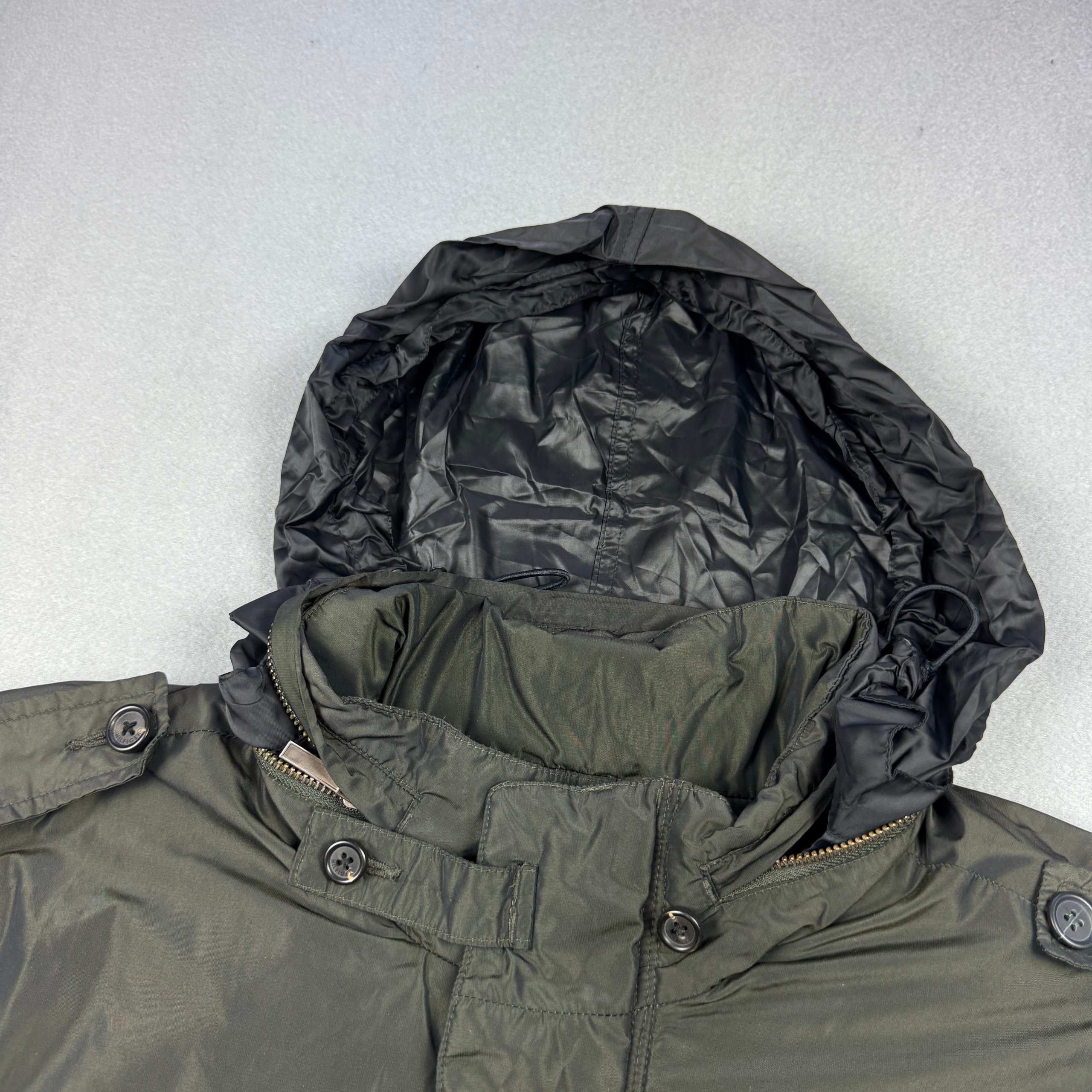 Tommy Hilfiger Men's Dark Green Hooded Nylon Jacket Size XL image 5