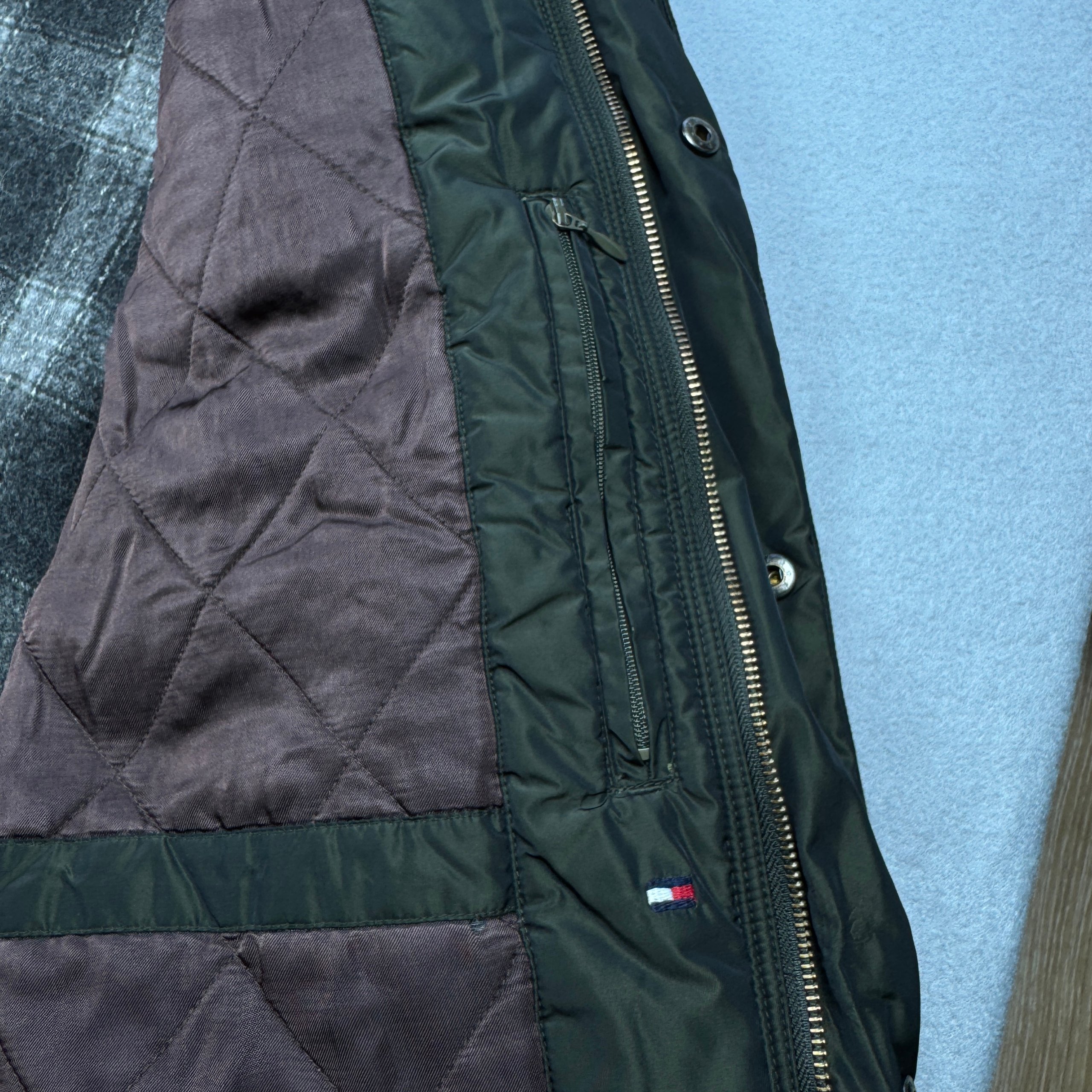 Tommy Hilfiger Men's Dark Green Hooded Nylon Jacket Size XL image 7