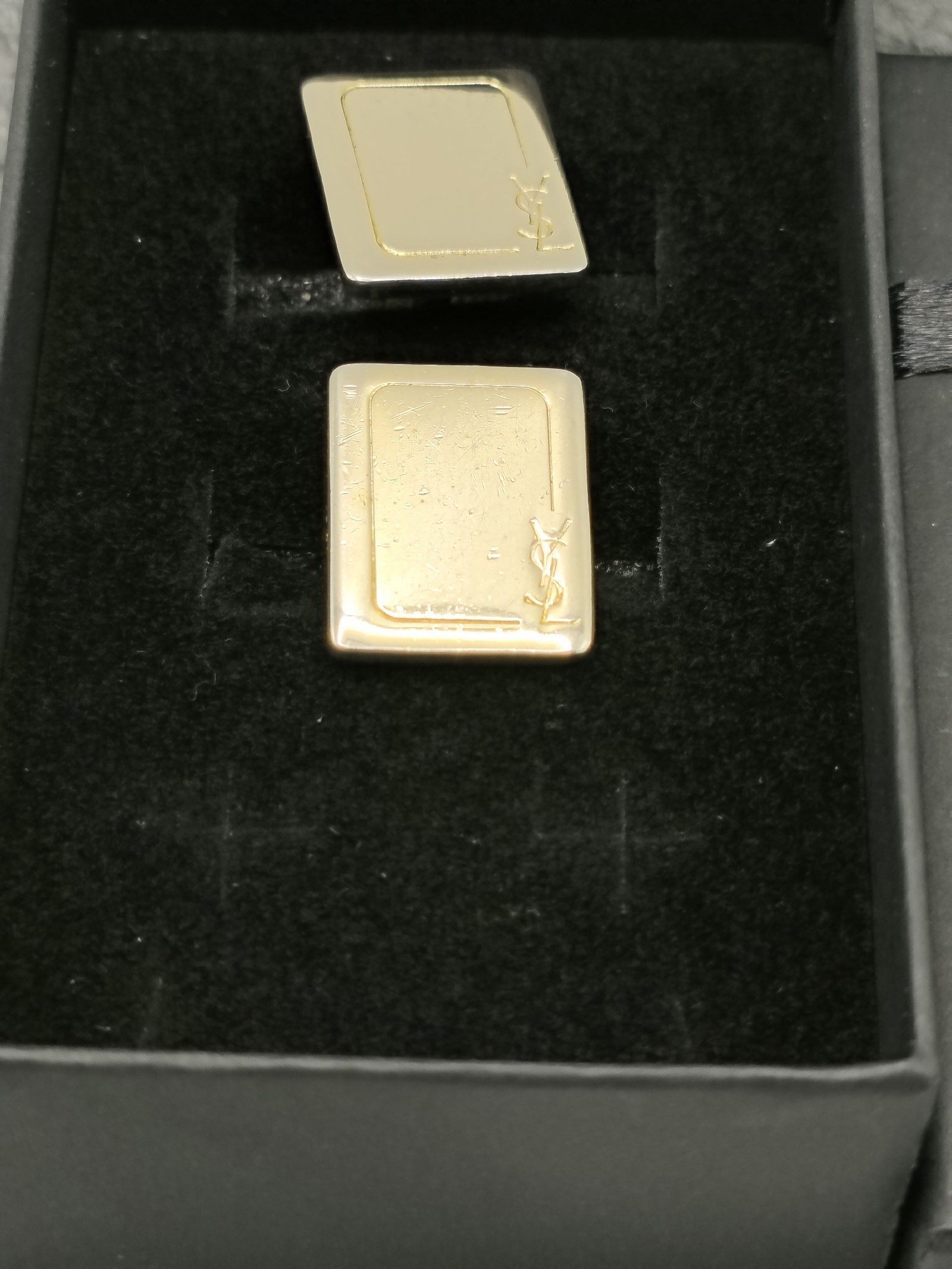 YSL Gold Tone Men's Rectangular Cufflinks image 2