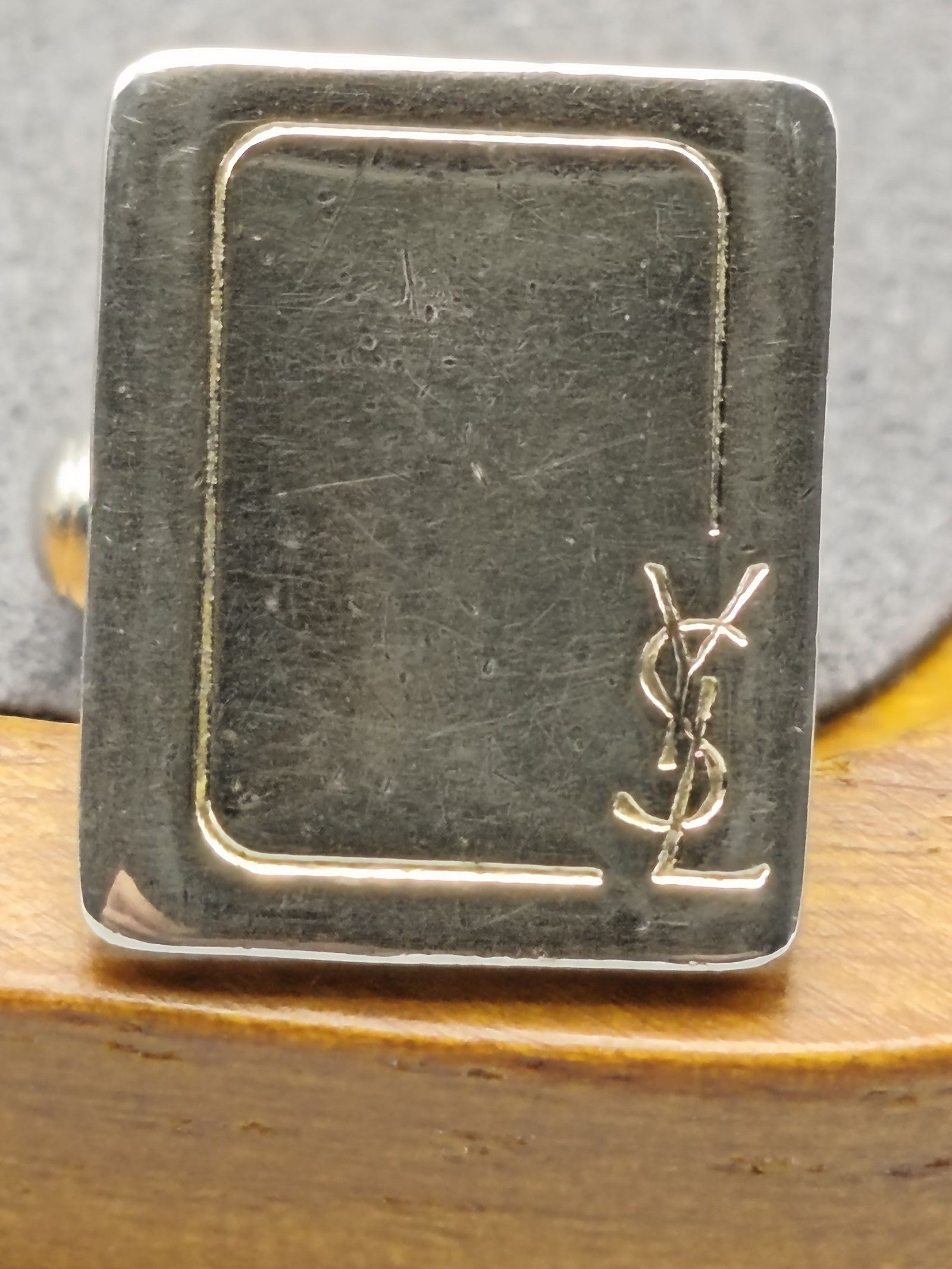 YSL Gold Tone Men's Rectangular Cufflinks image 4