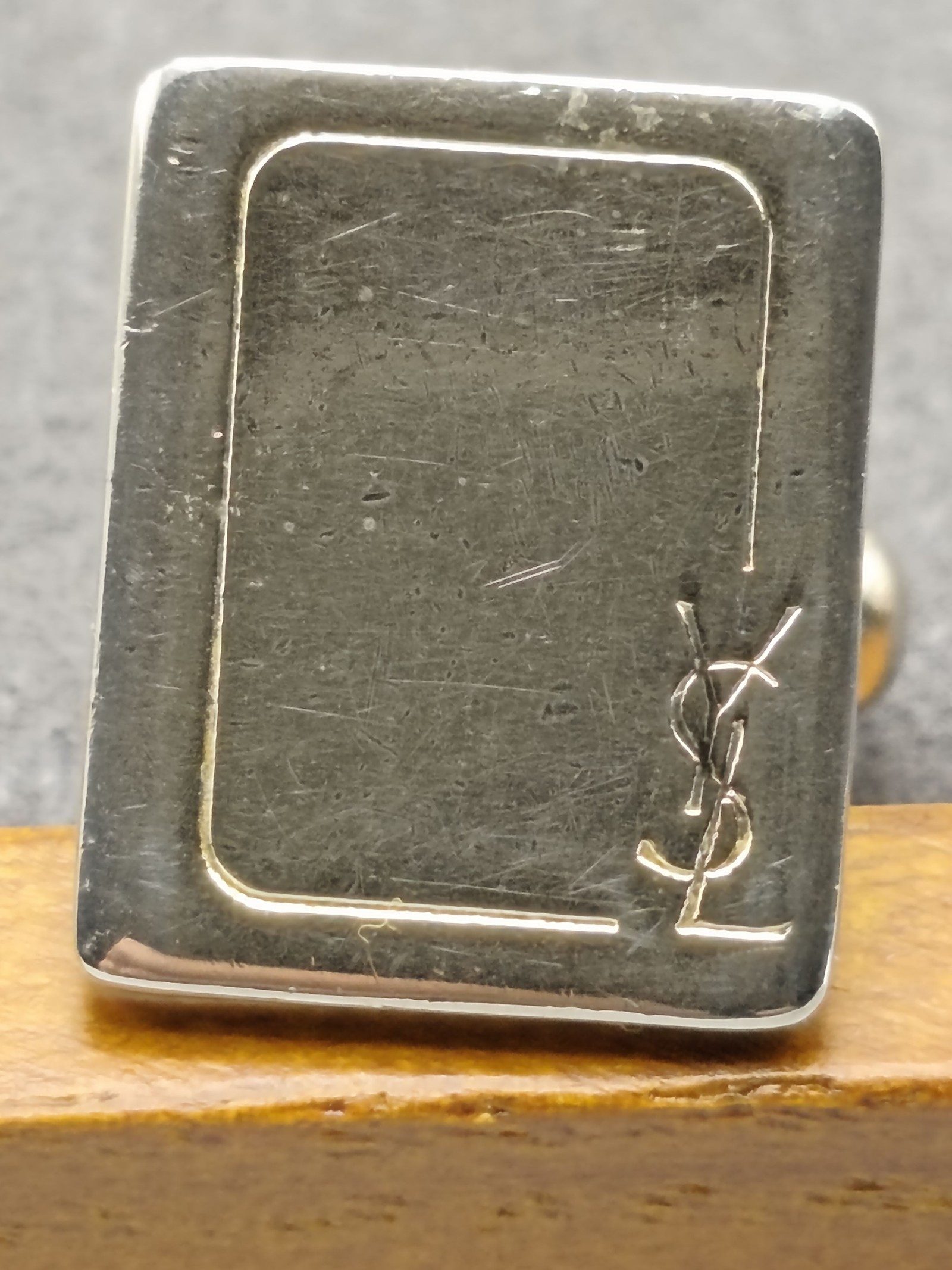 YSL Gold Tone Men's Rectangular Cufflinks image 5