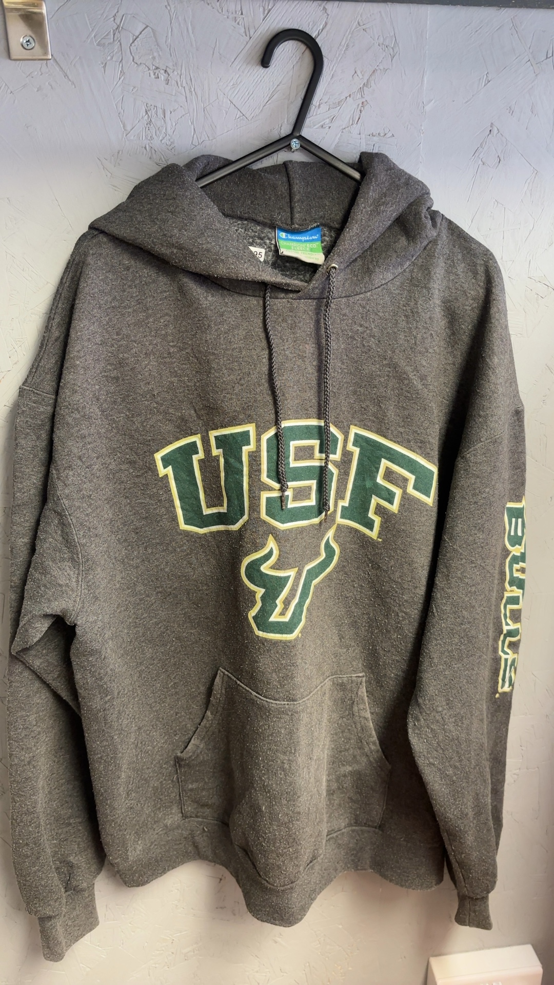 Champion Men's Grey USF Hoodie Large Cotton Blend image 2