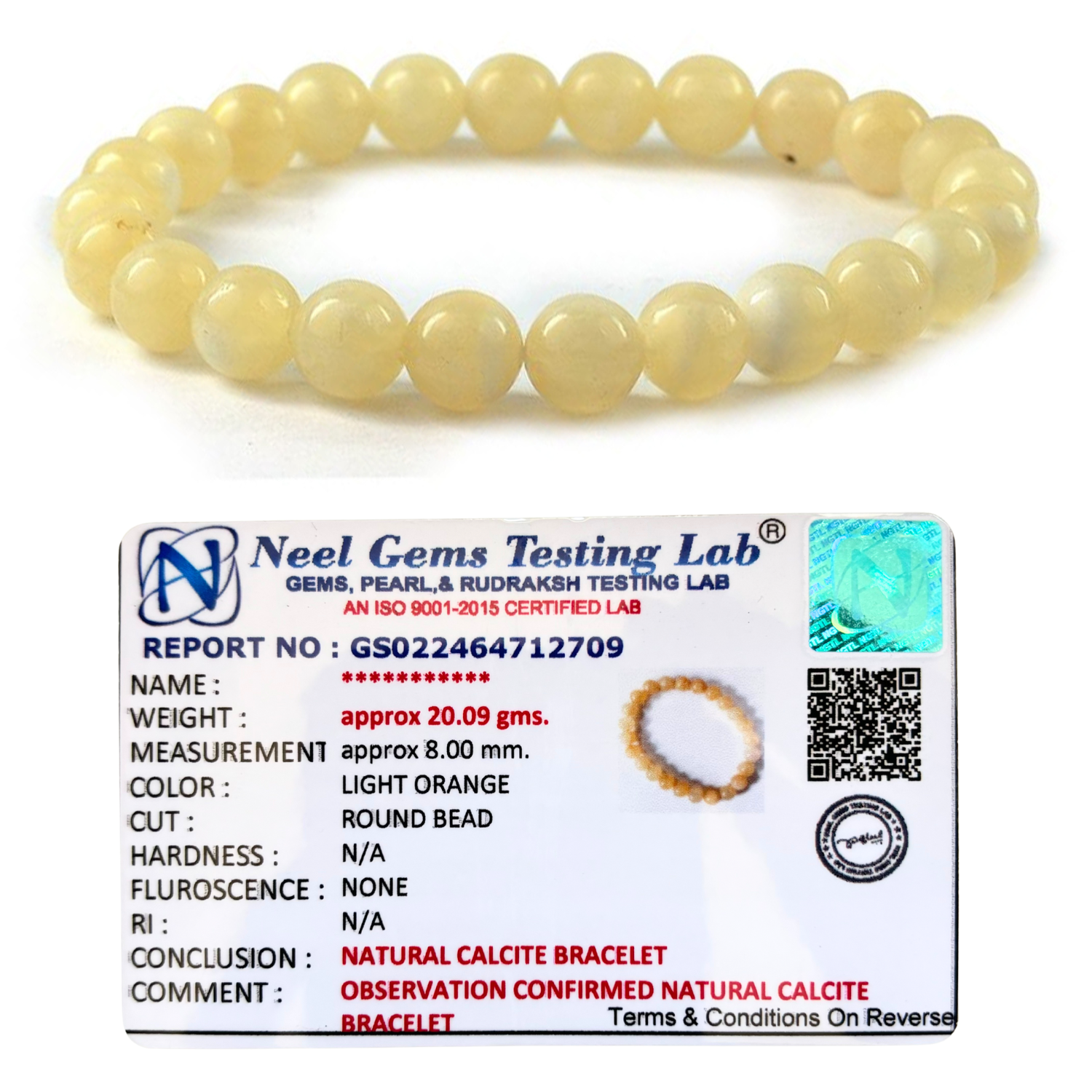 Calcite 8mm Gemstone Bead Bracelet, Lab Certified Natural Crystal 7.5 Inch Stretchable Bracelet for Clarity, Balance & Positive Energy image 3