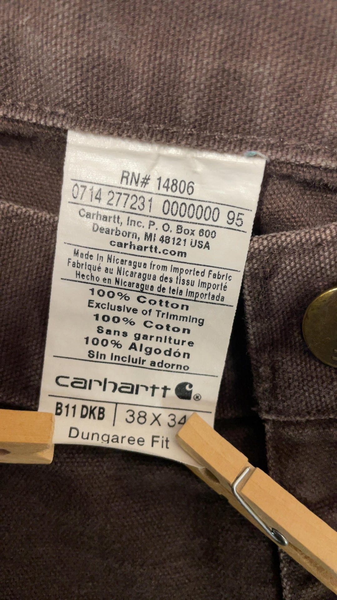 Carhartt Carpenter Pants Brown 38x34 Dungaree Fit image 6