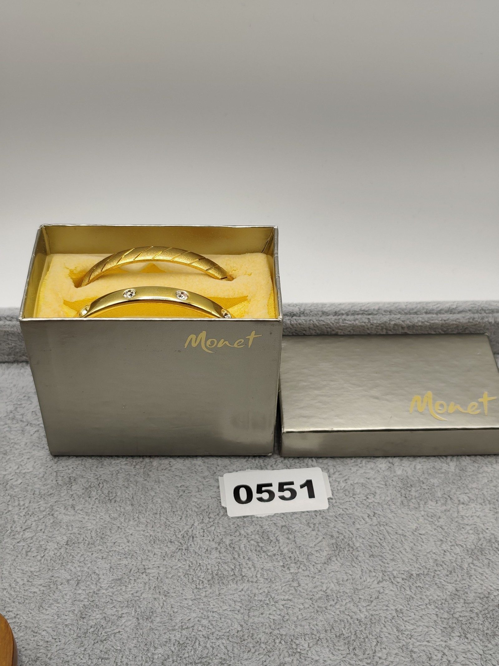Monet Gold Tone Crystal Bangle Bracelets Set