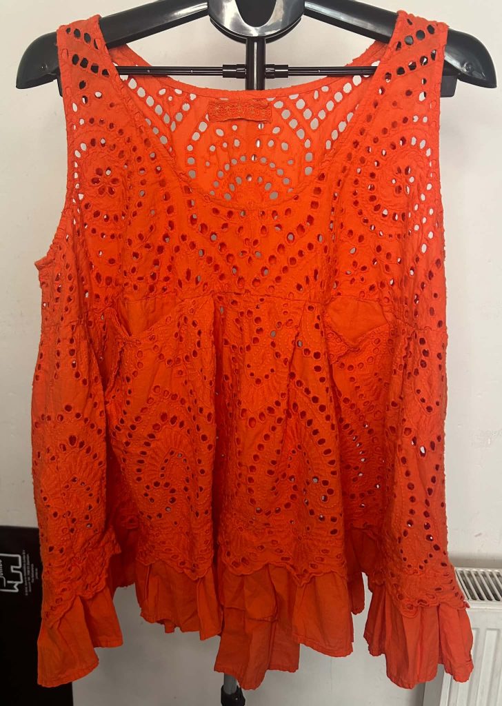 Orange Women's Cotton Sleeveless crop Top no size measures up to a UK 18/20