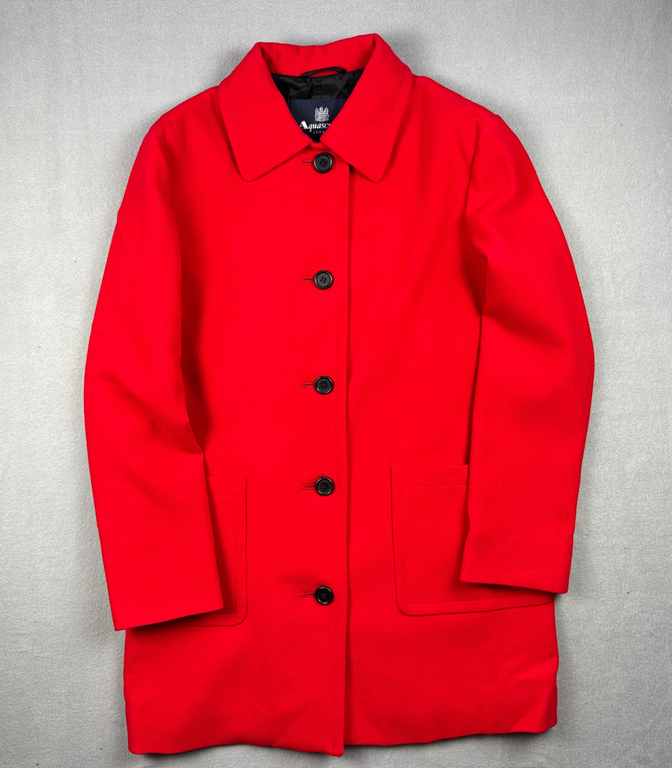 Aquascutum Red Wool Blend Coat Large Classic Regular fit Size 14 / L