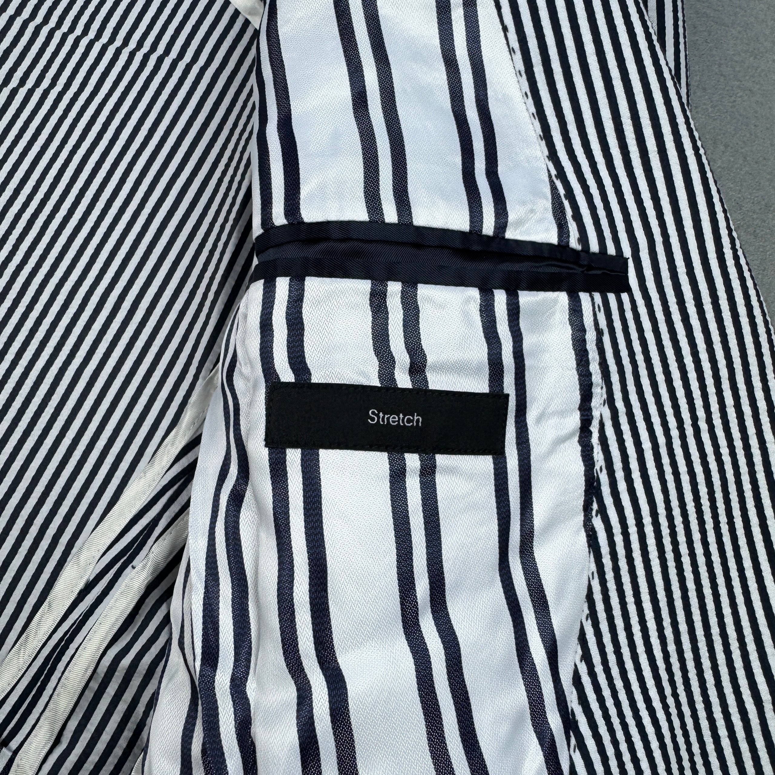 NEW Hugo Boss Blue & White Striped Slim Fit Stretch Blazer Size 52 / L image 9