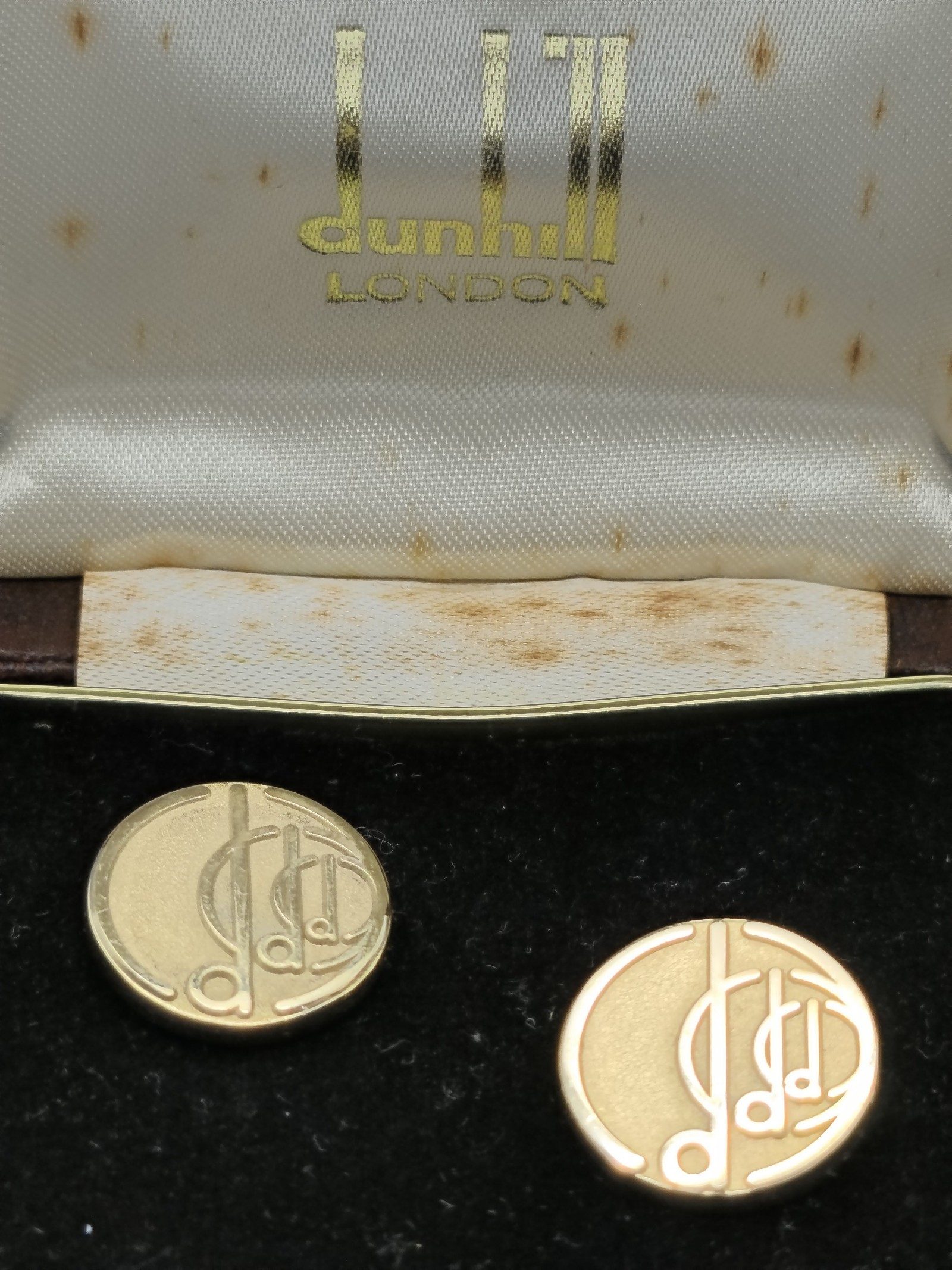Dunhill Gold Tone Round Cufflinks in Original Presentation Box image 2