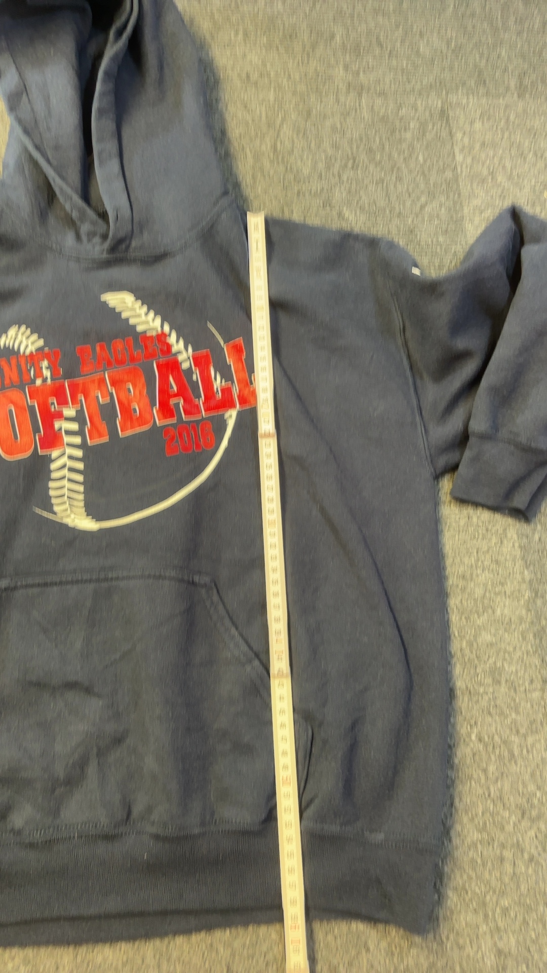 Gildan Unisex Navy Cotton-Polyester Softball Hoodie Medium good condition image 4