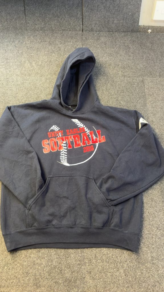 Gildan Unisex Navy Cotton-Polyester Softball Hoodie Medium good condition