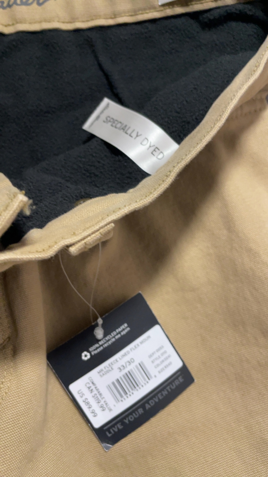 Eddie Bauer Fleece-Lined Flex Mountain Pants Saddle 33x30 NWT image 4
