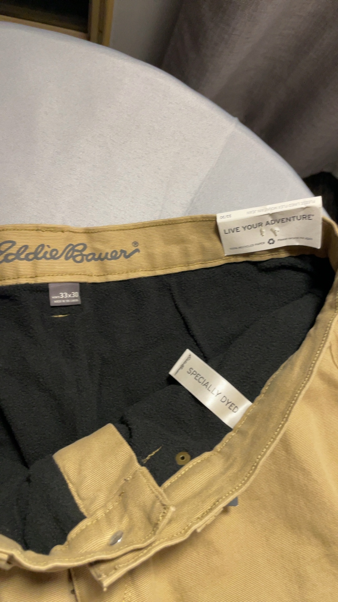 Eddie Bauer Fleece-Lined Flex Mountain Pants Saddle 33x30 NWT image 3