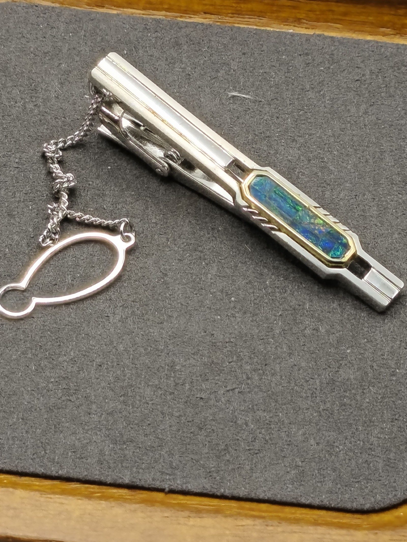 Leonal Silver & Opal Mosaic Cufflinks & Tie Clip Set image 10