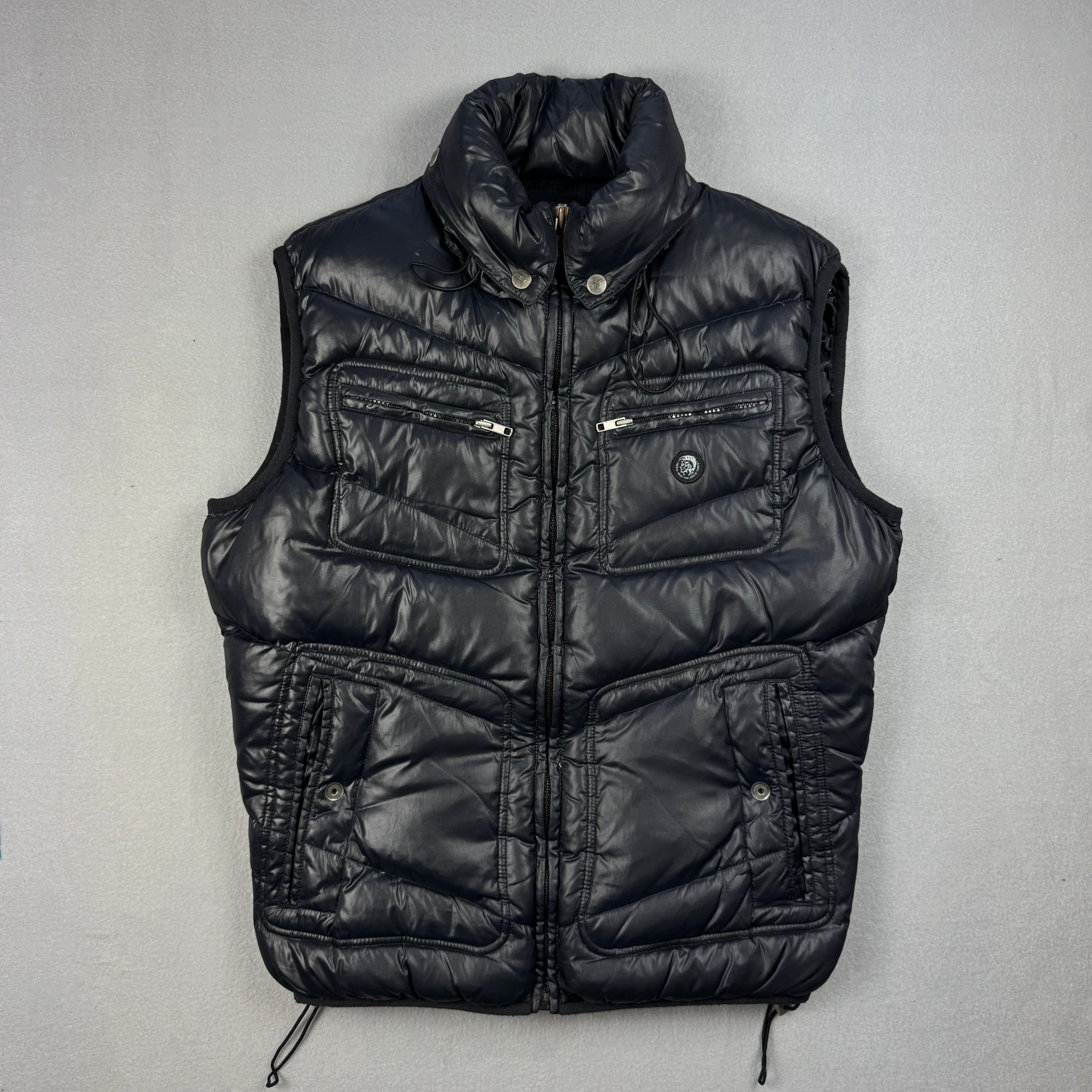 Women`s Diesel Black Puffer Gilet Down Vest Size XL