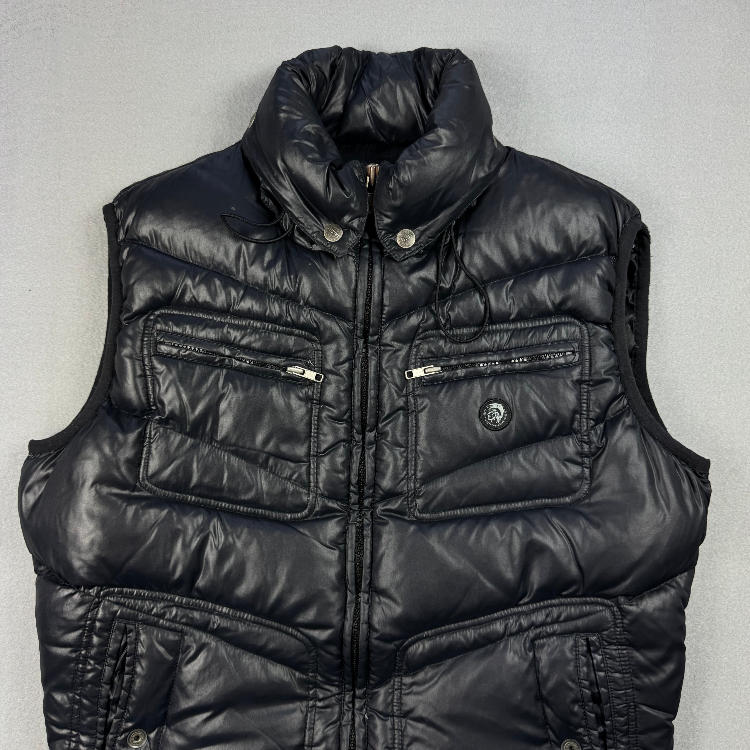 Women`s Diesel Black Puffer Gilet Down Vest Size XL image 3