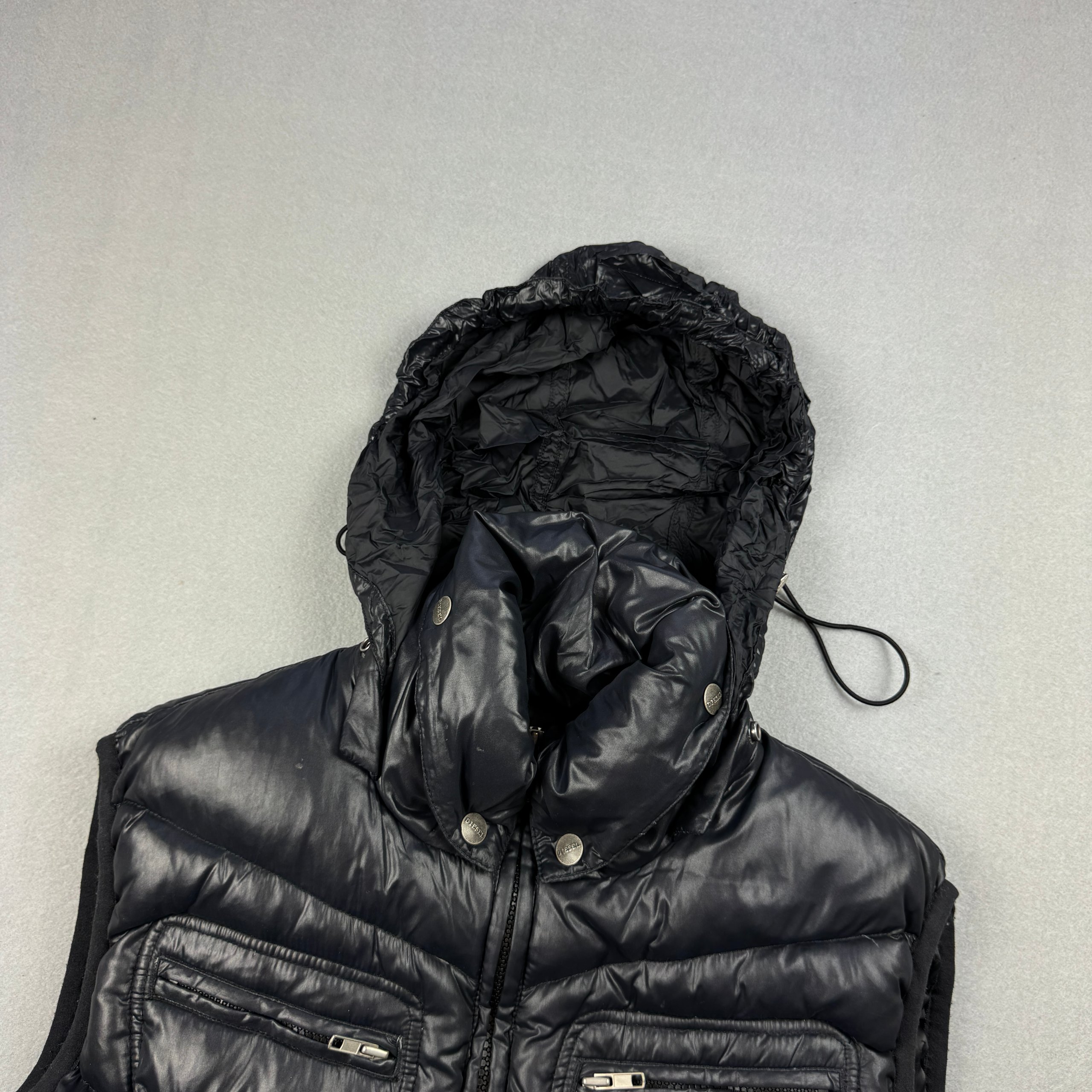 Women`s Diesel Black Puffer Gilet Down Vest Size XL image 4