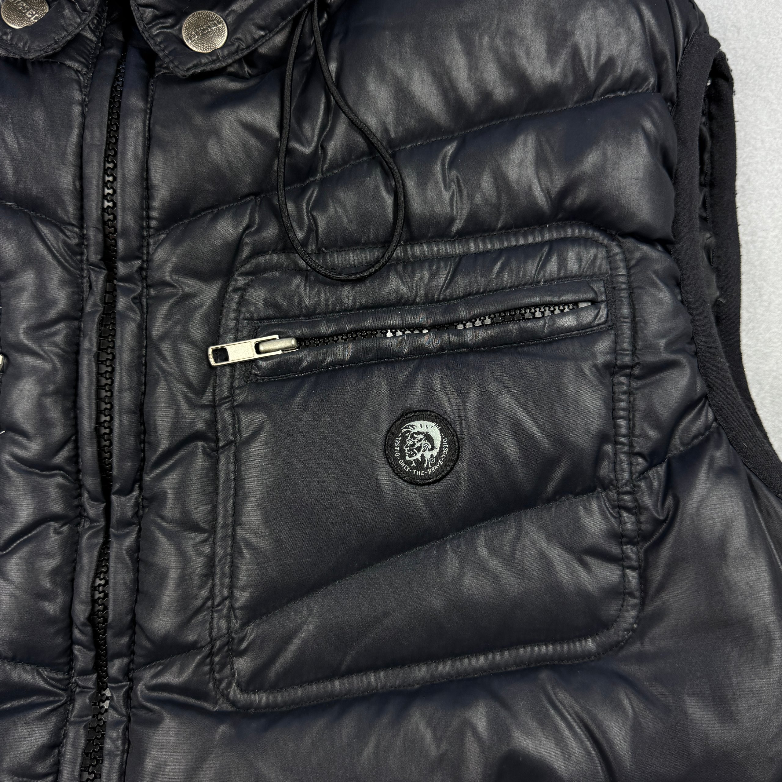 Women`s Diesel Black Puffer Gilet Down Vest Size XL image 5