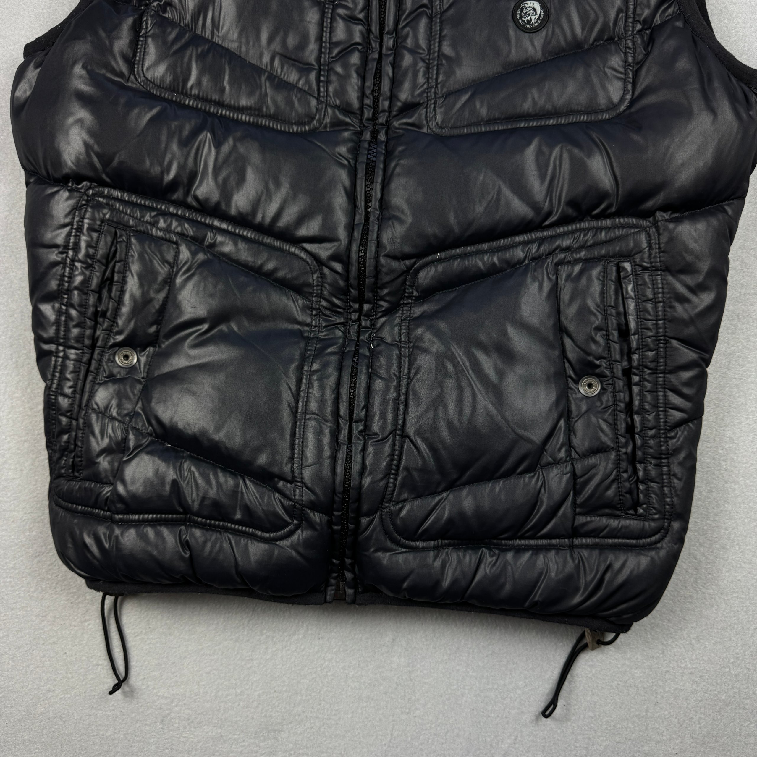 Women`s Diesel Black Puffer Gilet Down Vest Size XL image 6