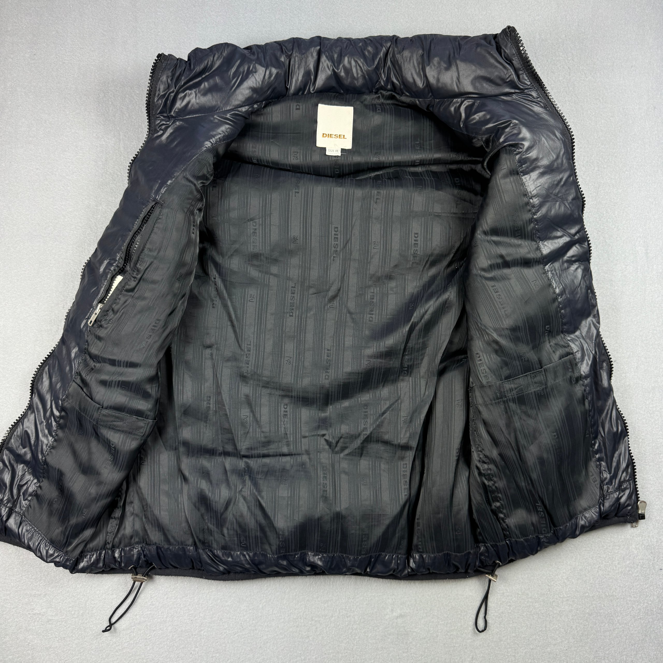 Women`s Diesel Black Puffer Gilet Down Vest Size XL image 7