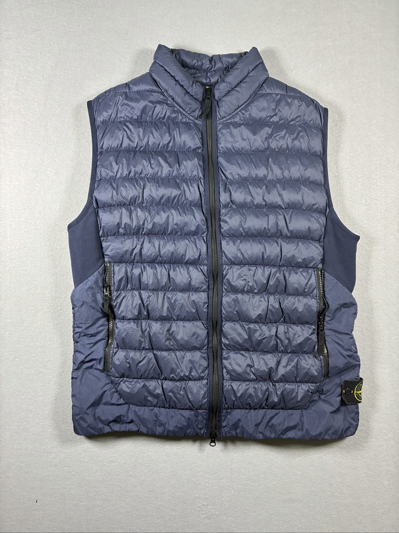 Stone Island Navy Quilted Puffer Gilet Large Reflective Badge