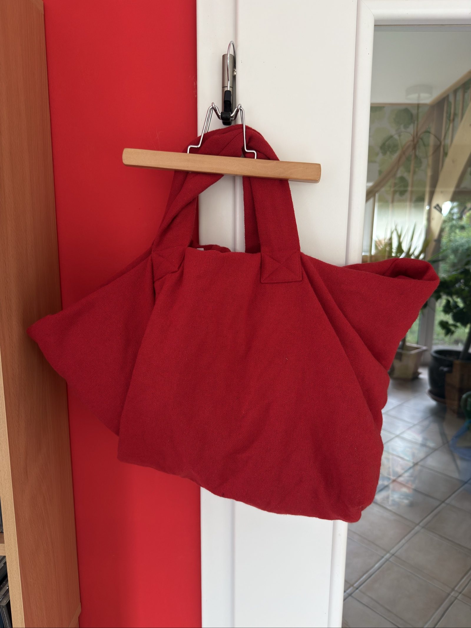 COMME des GARÇONS Red Tote Bag Wool Nylon Polyester